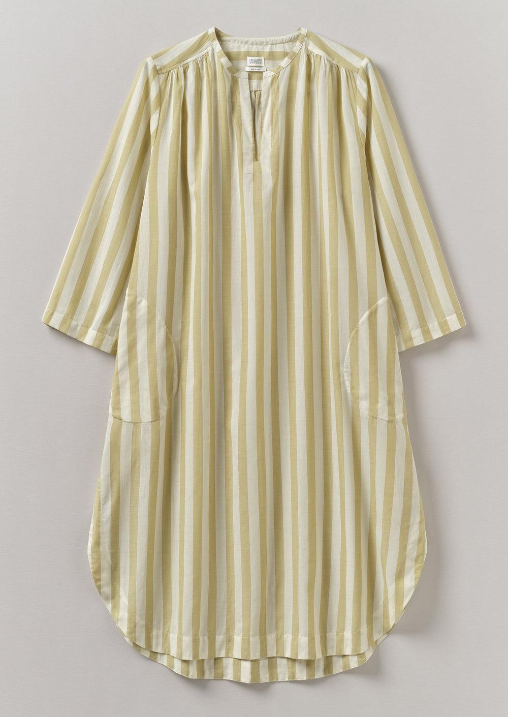 Canopy Stripe Organic Cotton Kaftan | Ecru/Washed Lime Product Image