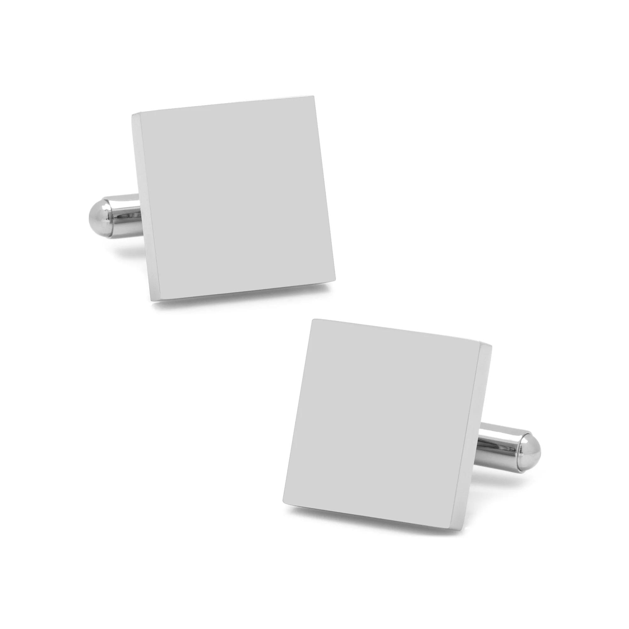 Men's Cuff Links, Inc. Stainless Steel Square Infinity Engravable Cufflinks, Grey Product Image