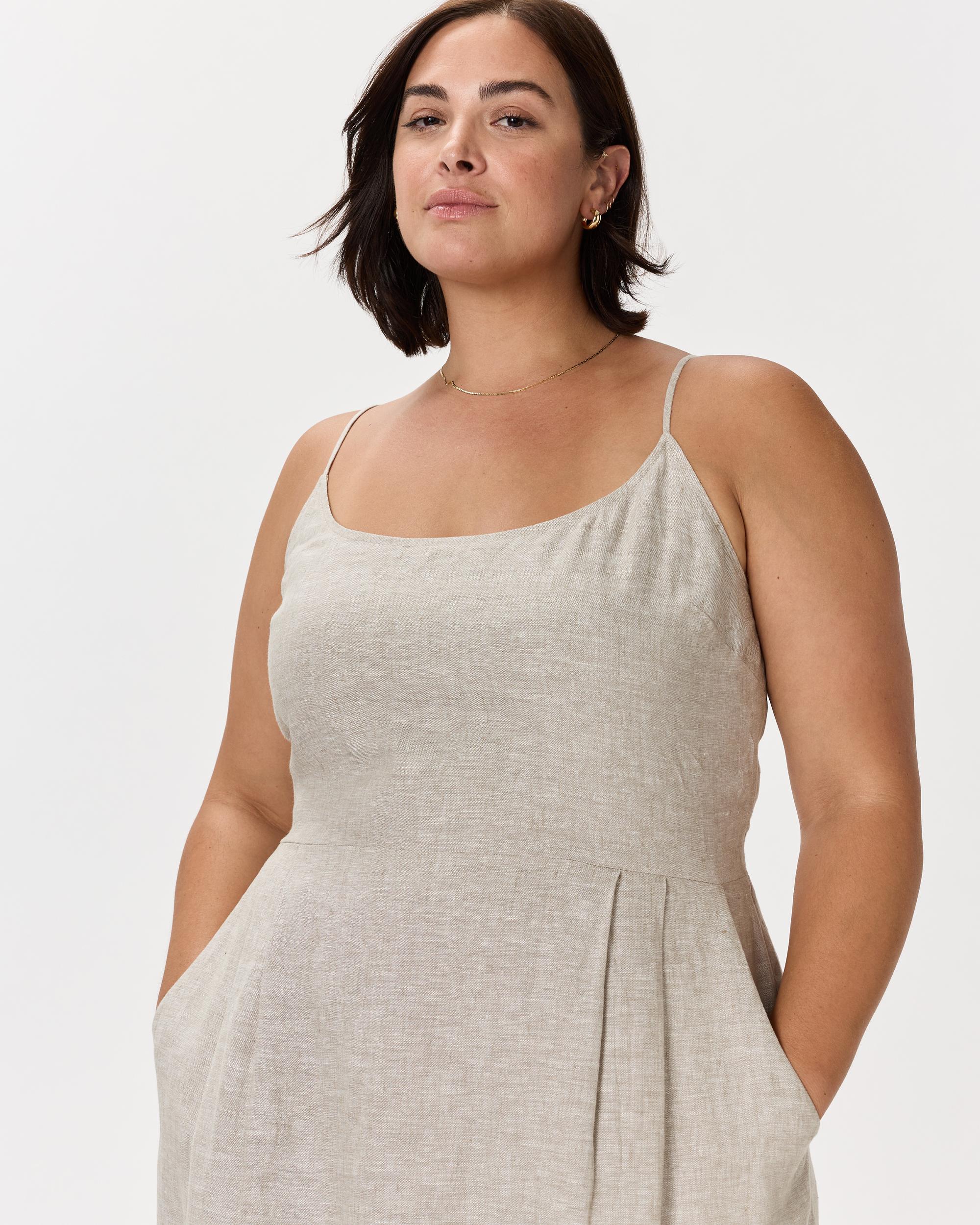 Quince | Women's 100% European Linen Scoop Neck Midi Dress Product Image