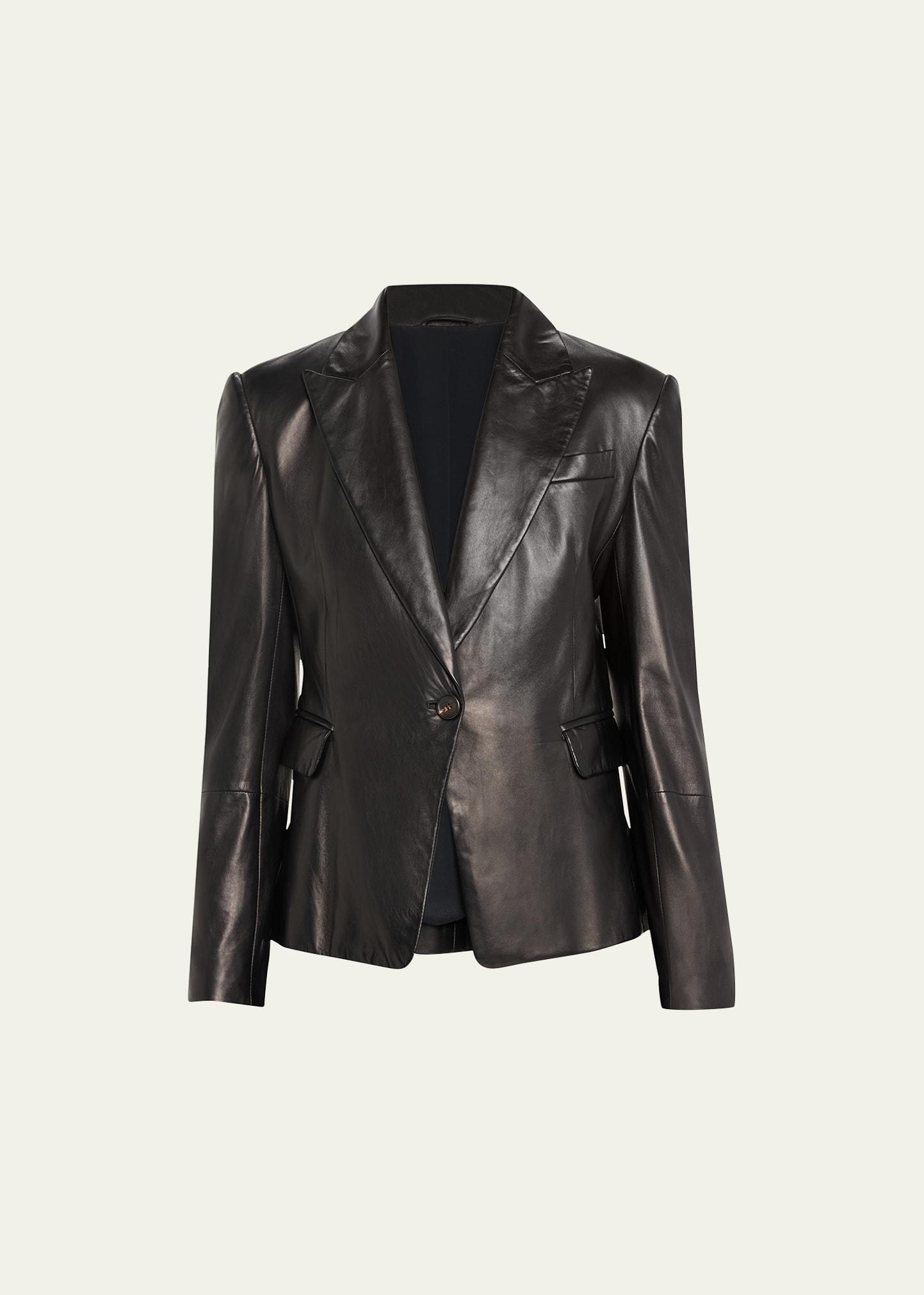 Nappa Leather Short Blazer Jacket Product Image