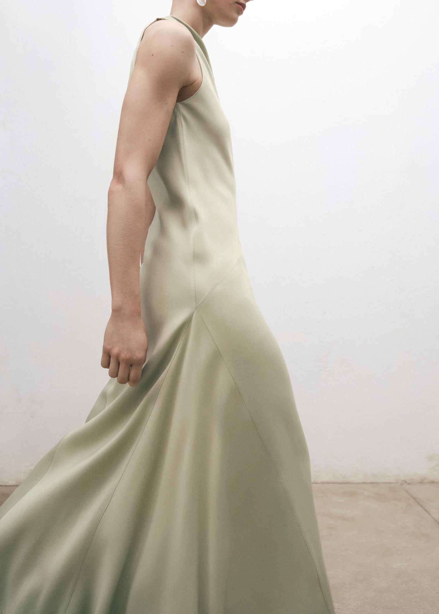 Satin dress with back opening - Women | MANGO USA Product Image