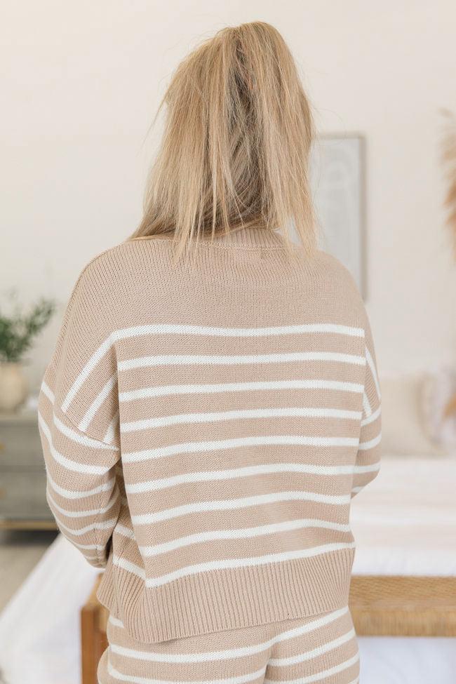 What Goes Around Taupe Striped Sweater Lounge Set FINAL SALE Product Image