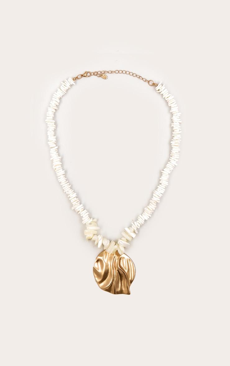 Cream Shell Molten Pendant Necklace Product Image