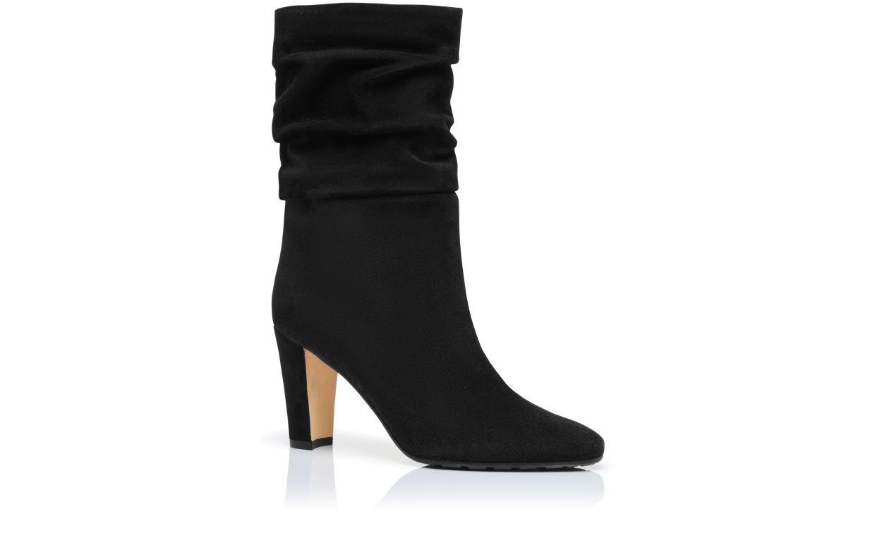 CALASSO Black Suede Mid Calf Boots Product Image