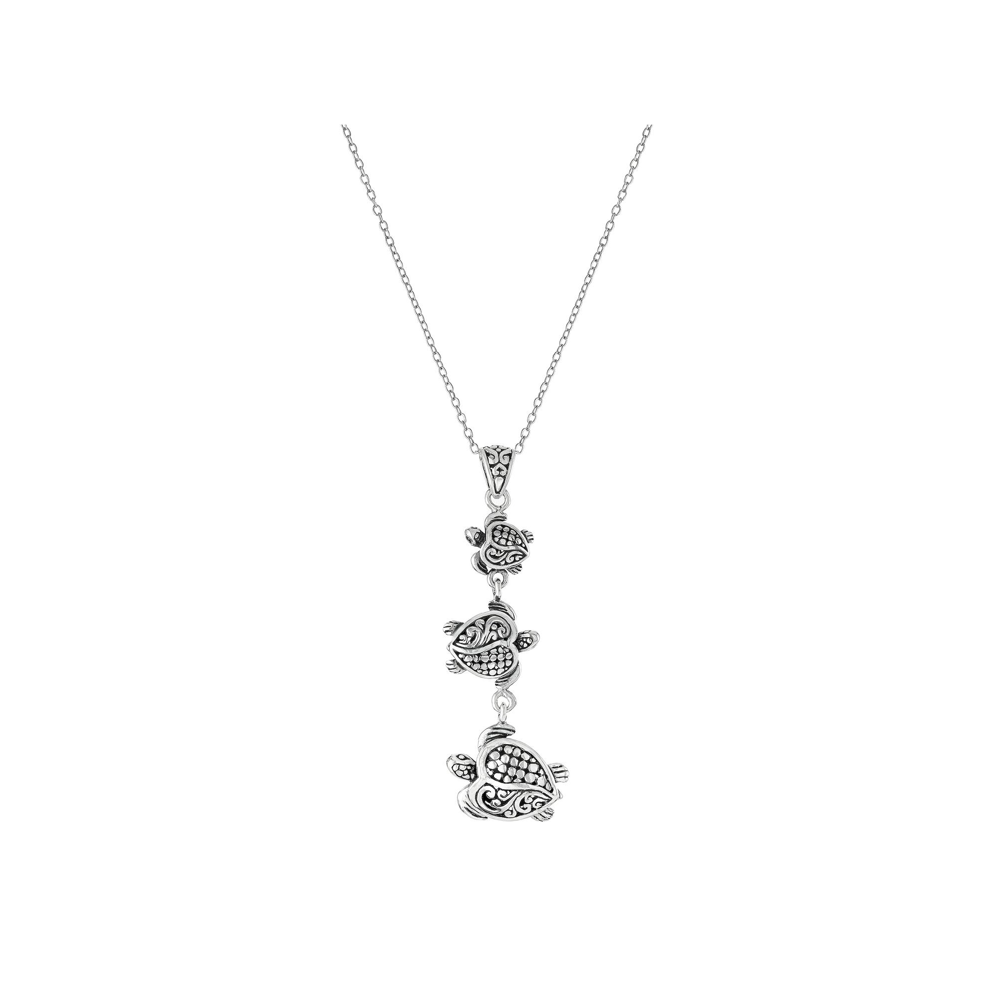 Athra NJ Inc Sterling Silver Triple Turtle Pendant Necklace, Women's, Size: 18" Product Image