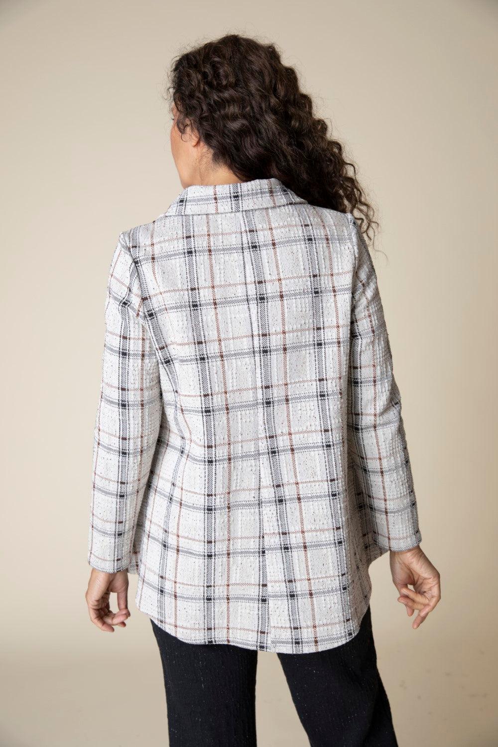 Windowpane Plaid Knit Swing Jacket Product Image