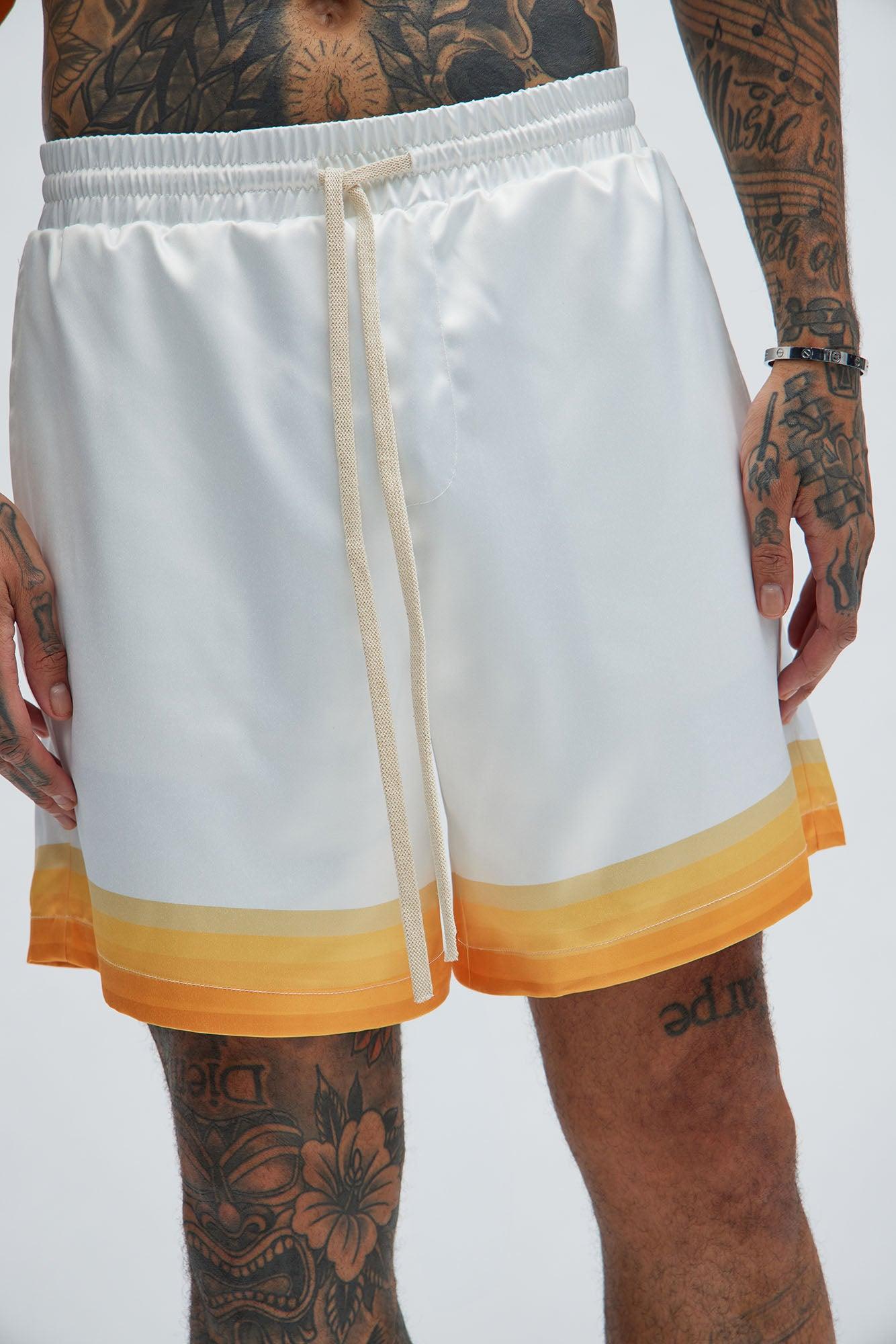 Dale Printed Stripes Shorts - White/combo Product Image