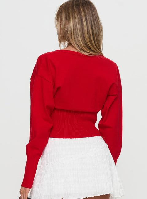 Wistfully Knit Cardigan Red Product Image