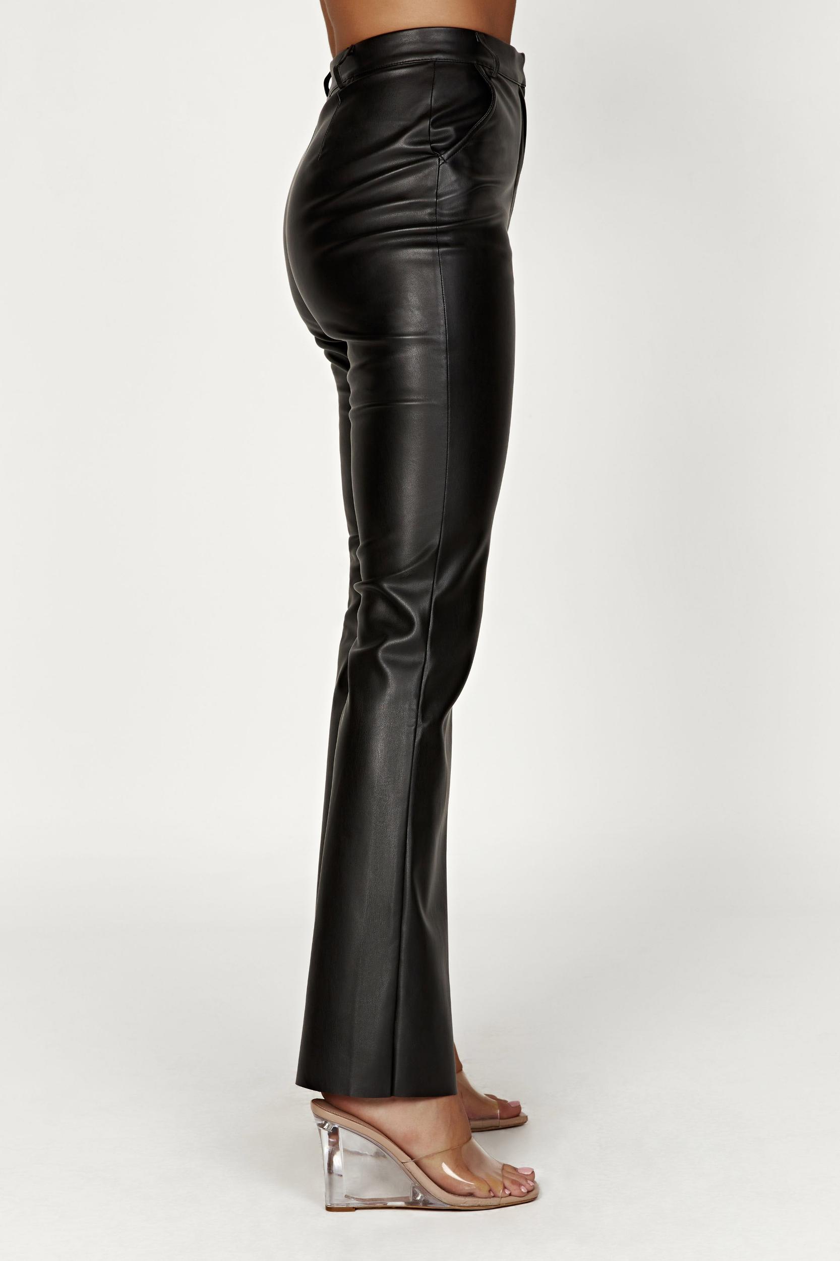 Tyra Straight Leg Faux Leather Pants - Black Product Image