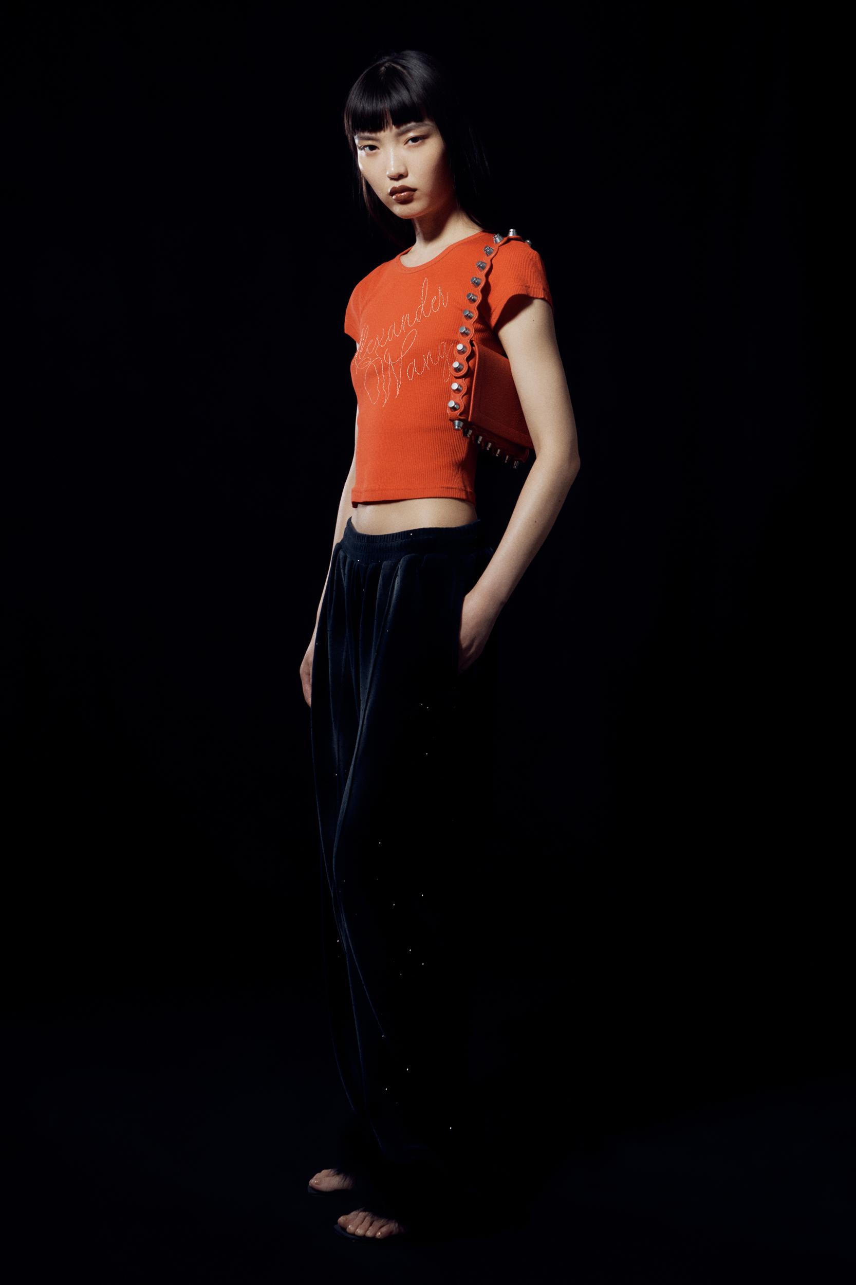 Crystal Hotfix Tee In Ribbed Jersey Product Image