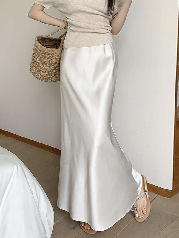 Mermaid Elasticity Solid Color Skirts Bottoms Product Image