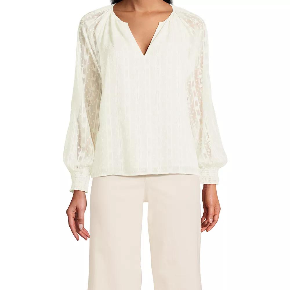 Women's Lands' End Clip Dot Chiffon Blouse,  Product Image