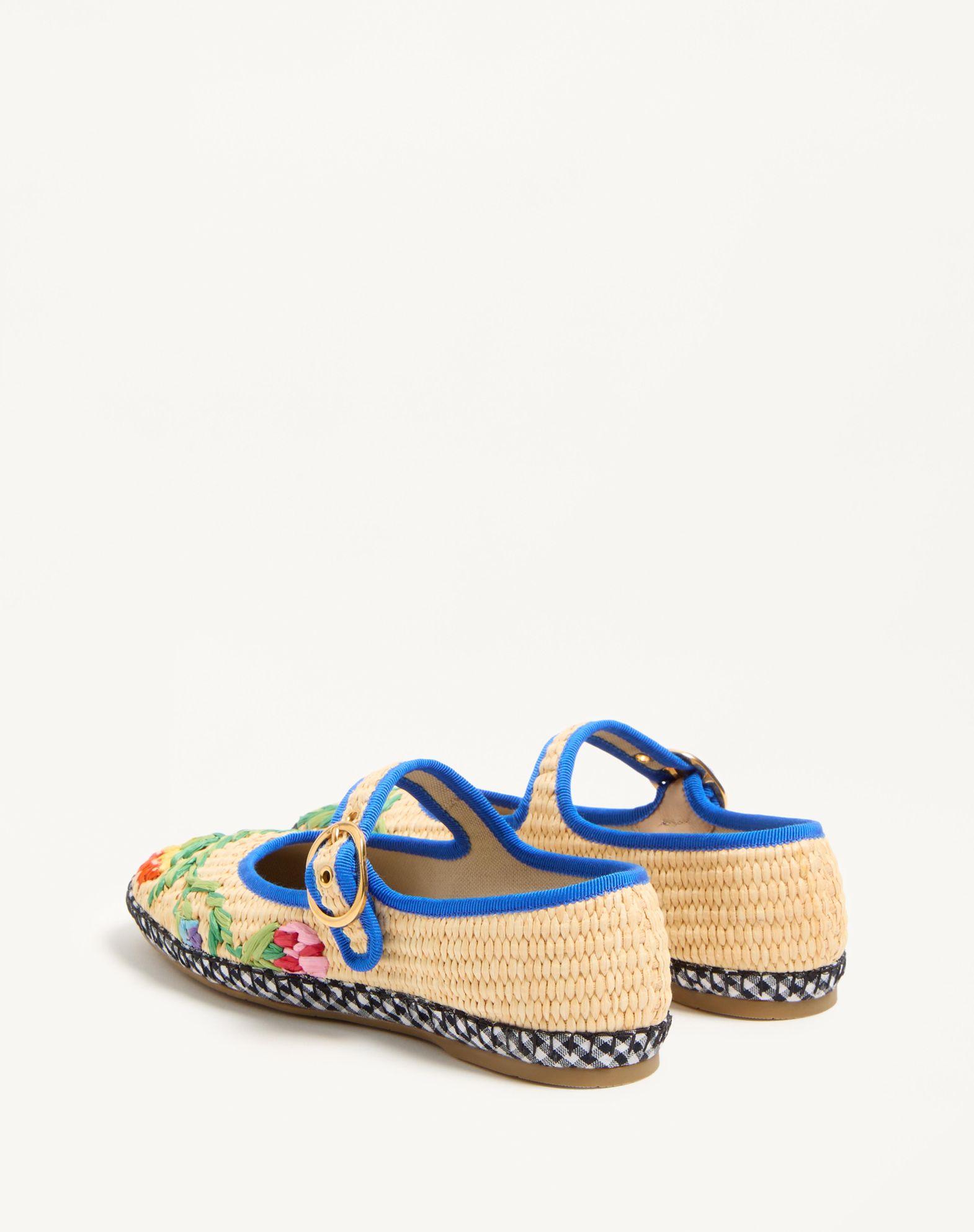 Mary-Jane Endouce Ballerina In Raffia With Floral Embroidery Product Image