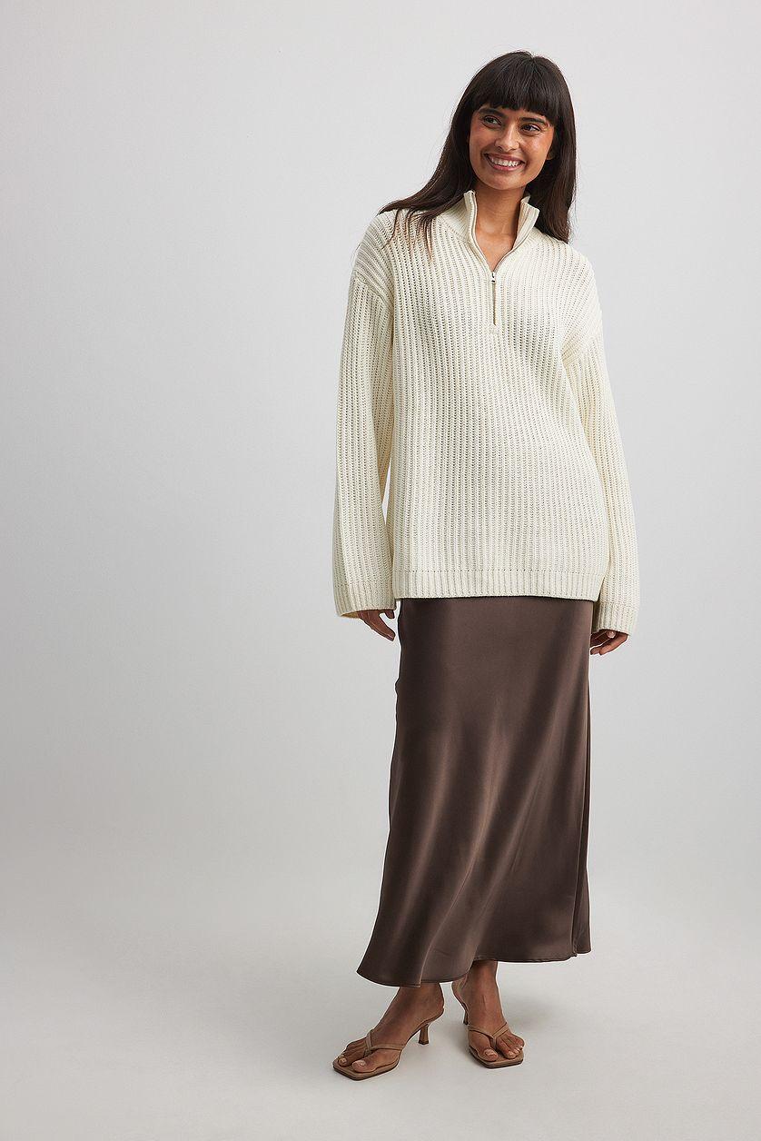 High Neck Zipped Knitted Sweater Product Image