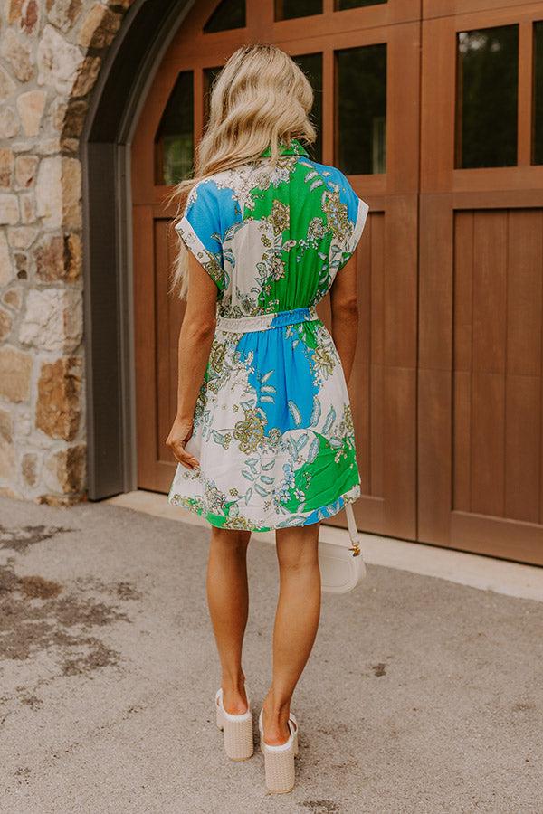 Cruise Ready Floral Mini Dress in Green Product Image