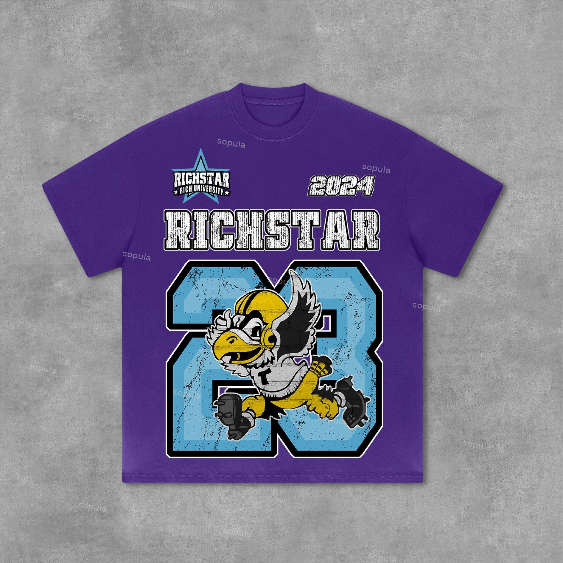 Sopula Vintage Rich Star Graphic Print Cotton T-Shirt Product Image