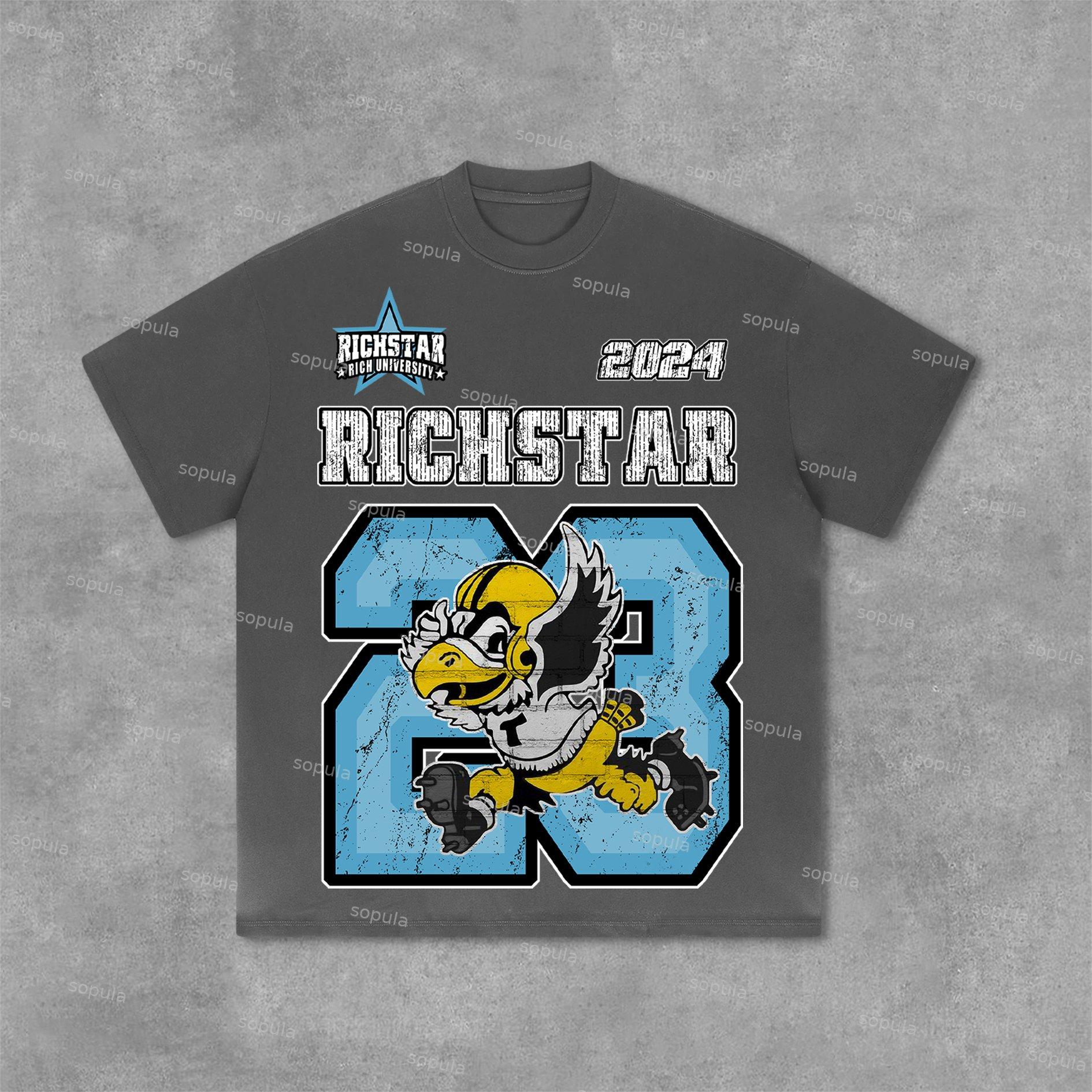 Sopula Vintage Rich Star Graphic Print Cotton T-Shirt Product Image