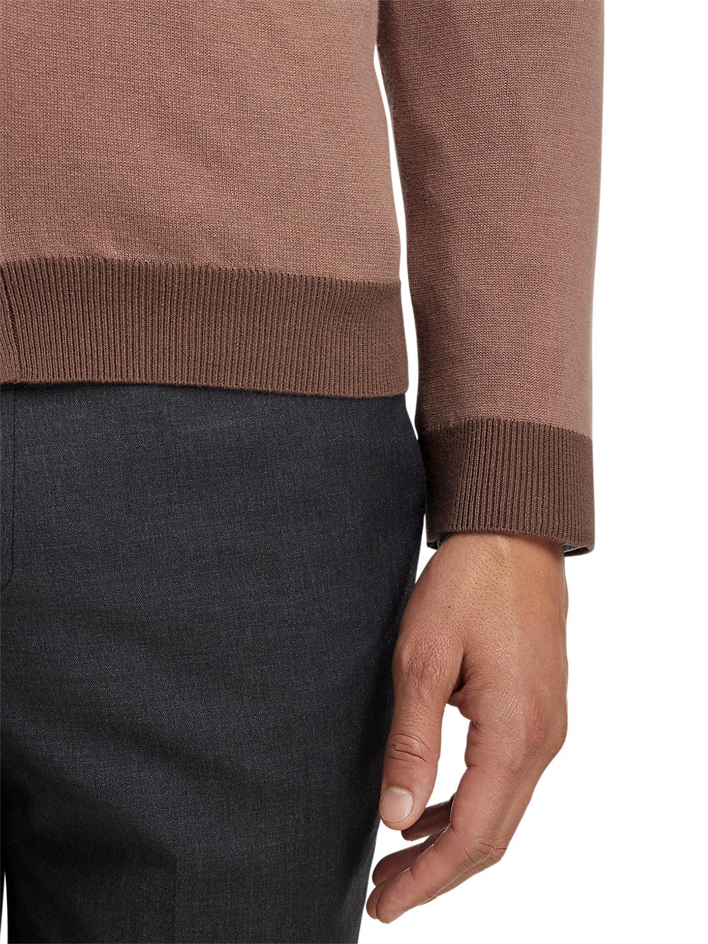 Cotton Button Front V-neck Cardigan - Brown Product Image