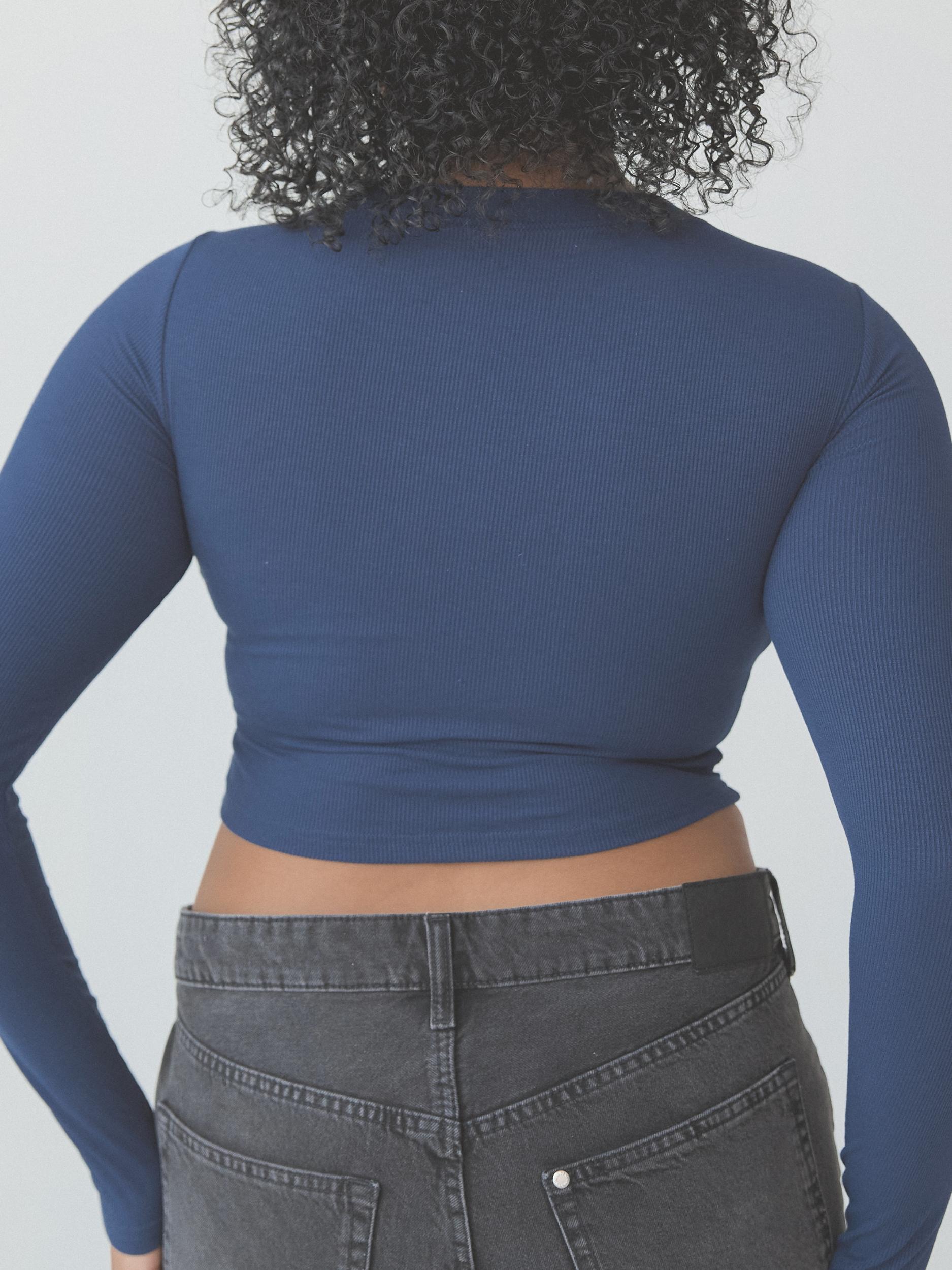 Ribbed Crew Neck Long Sleeve Crop Product Image