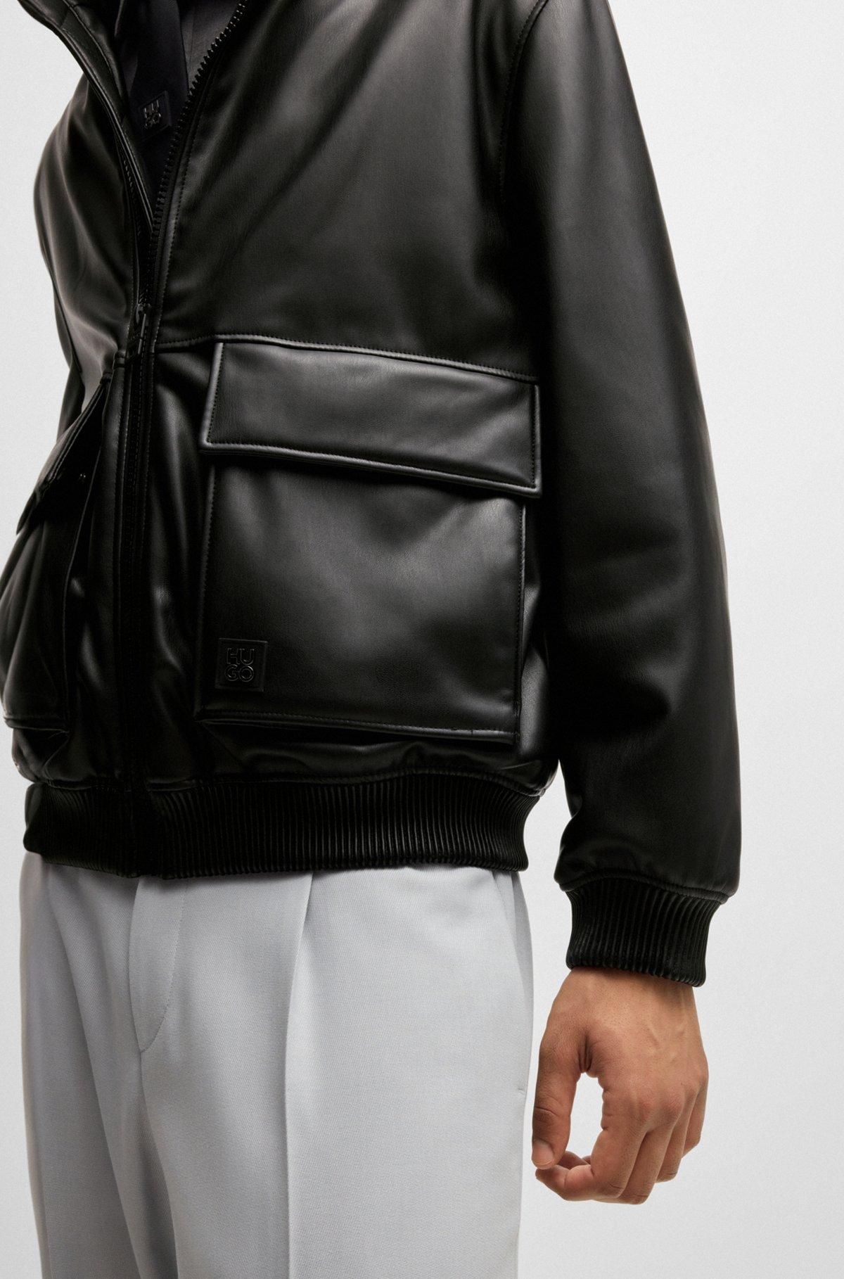 Faux-leather jacket with stacked logo Product Image