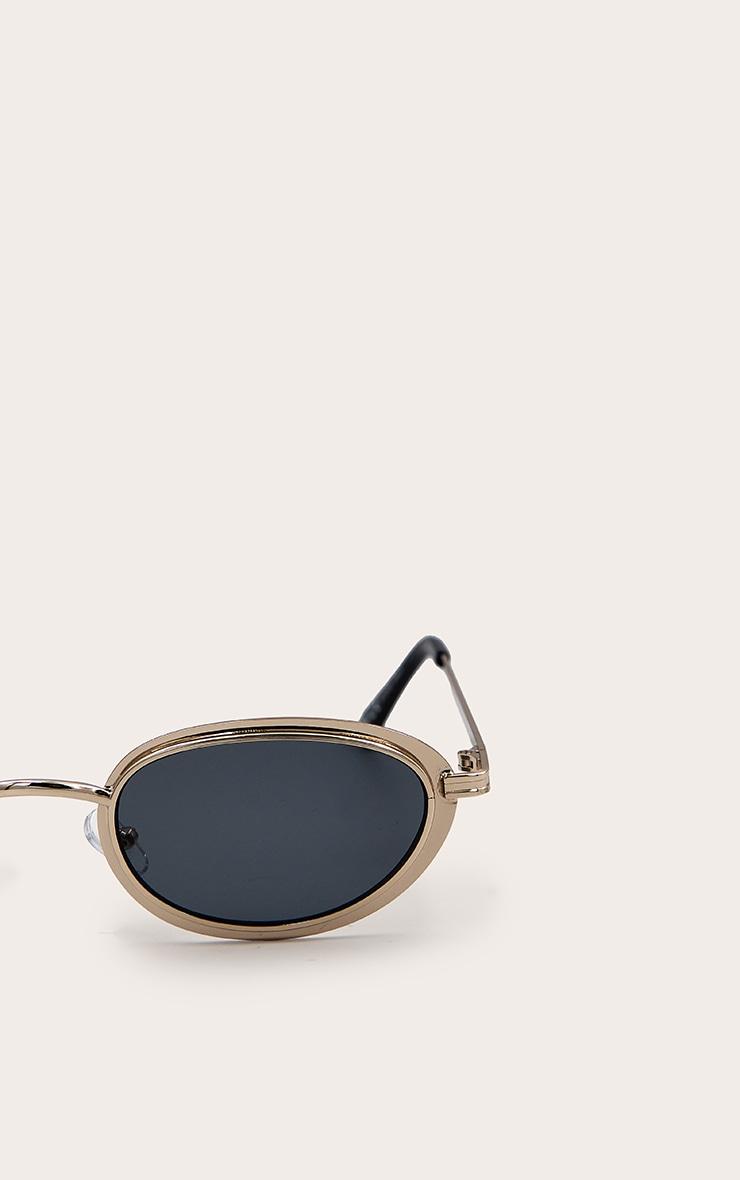 Gold Classic Textured Round Sunglasses Product Image