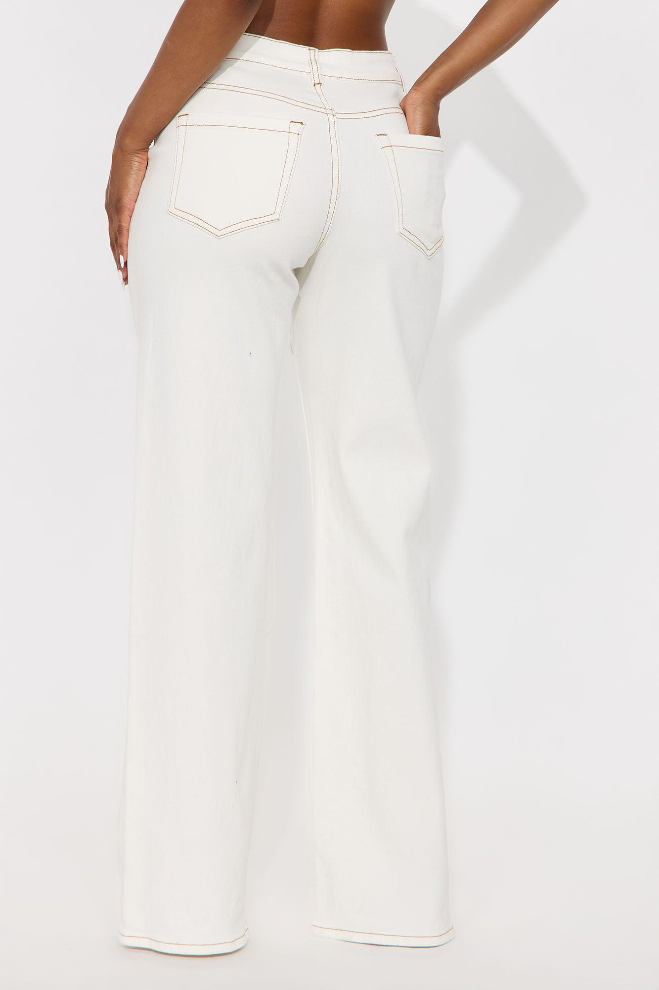 Stella Loose Wide Leg Denim Jeans - Cream Female Product Image