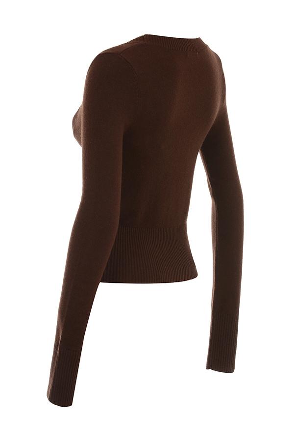Raquel  chocolate cashmere blend scoop neck top - sale Product Image