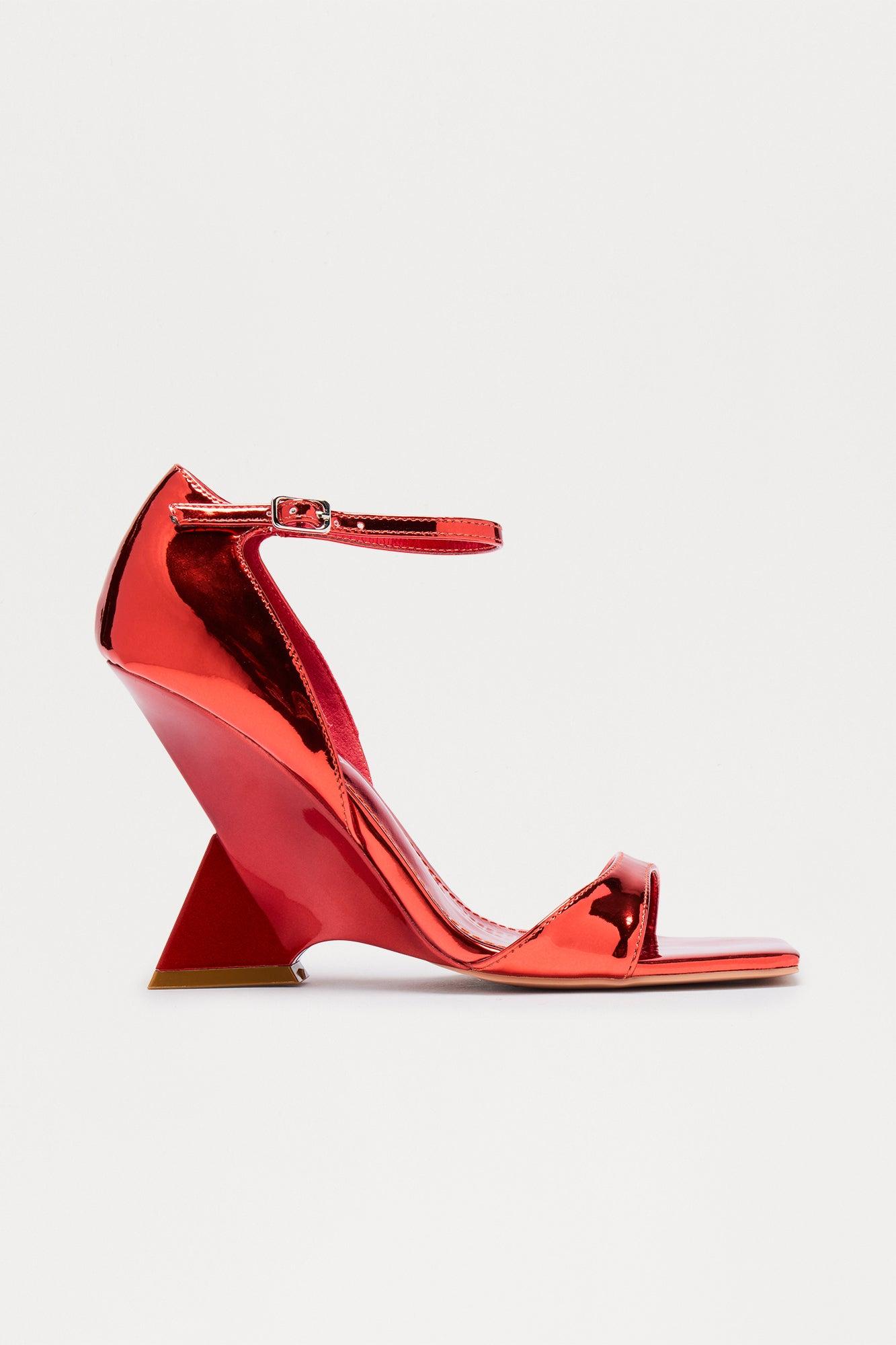 Kizzy Ankle Strap Wedges - Red Female Product Image