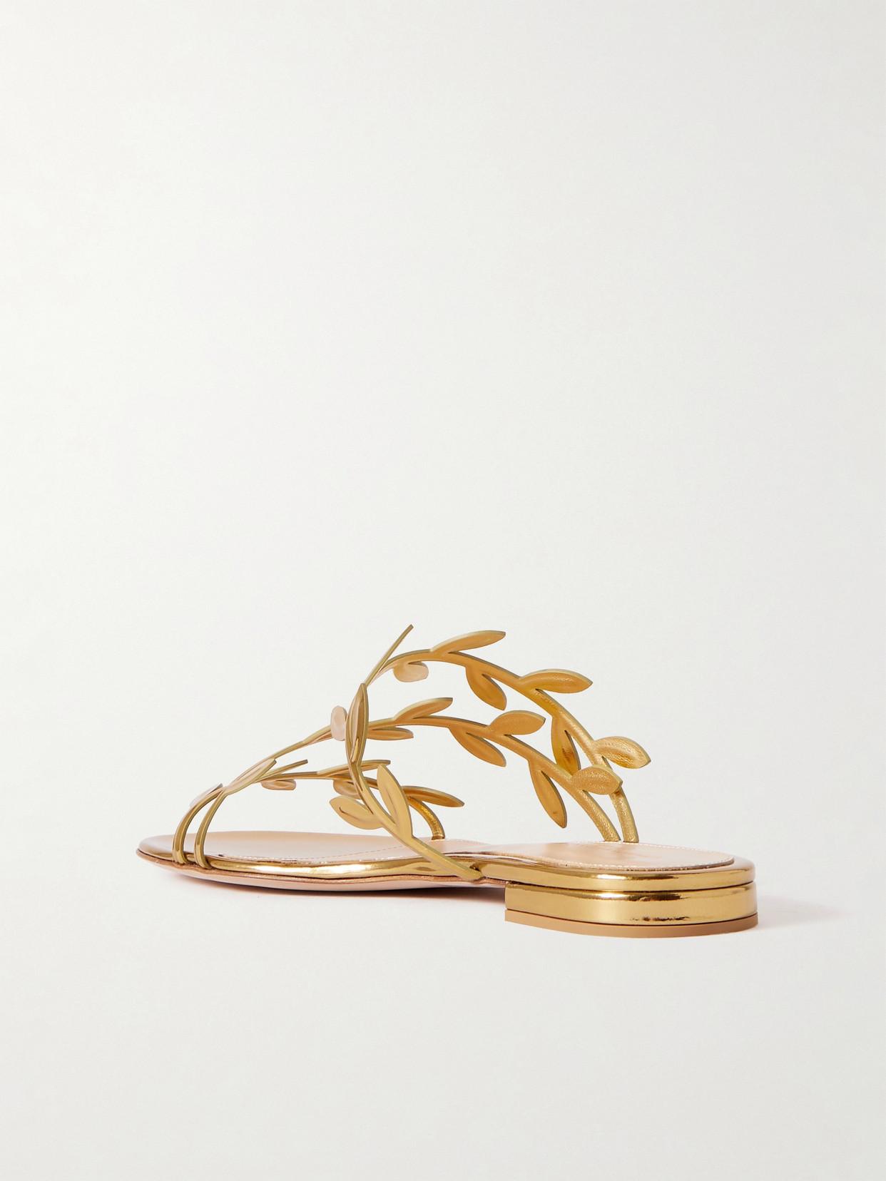 GIANVITO ROSSI Flavia Metallic Leather Sandals In Mekong Product Image