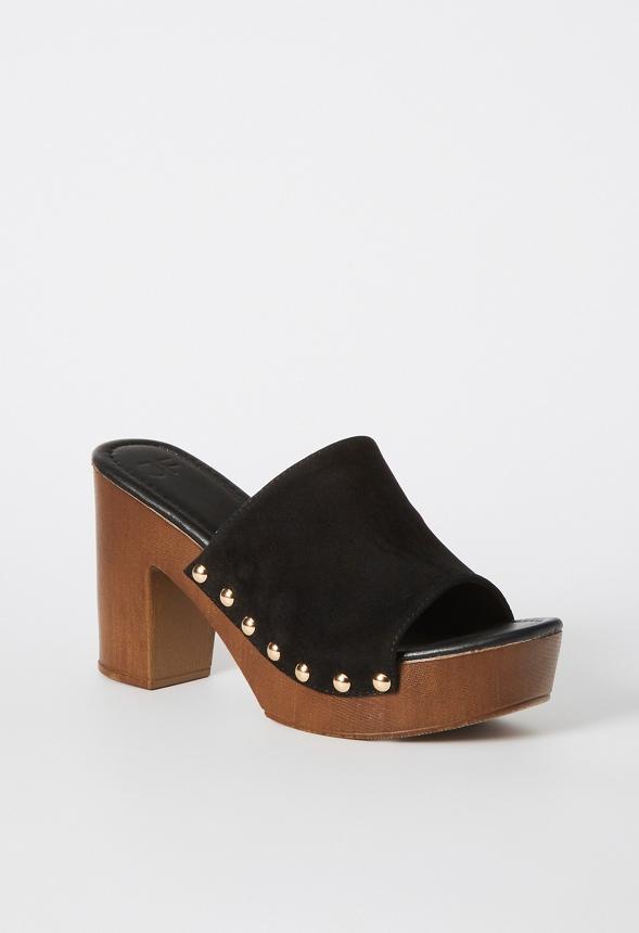 JustFab Margaux Platform Loafer Pump Womens Black/ White Size 8.5 Product Image