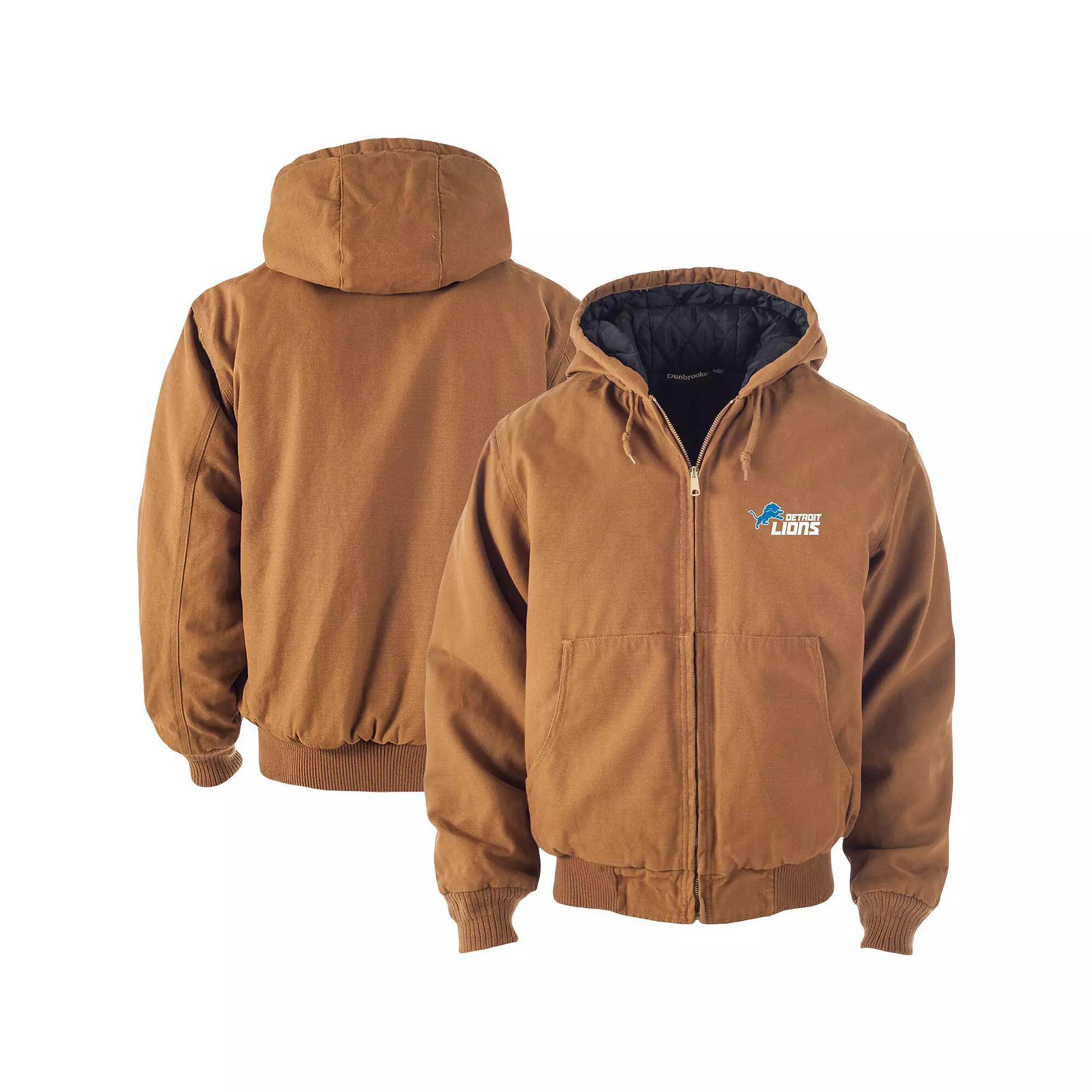 Men's Dunbrooke Tan Detroit Lions Big & Tall Dakota Canvas Hoodie Full-Zip Jacket,  Product Image