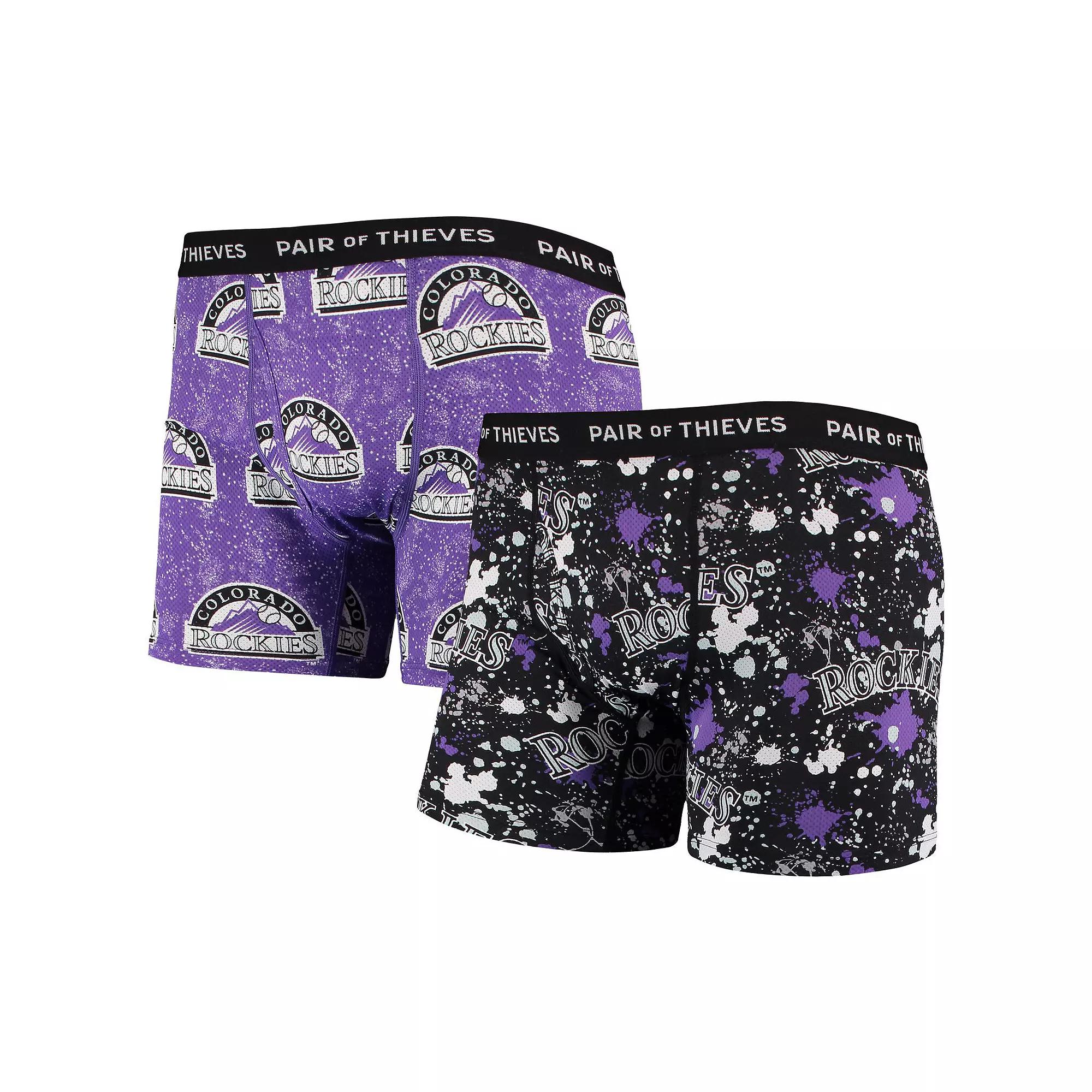 Men's Pair of Thieves Black/Purple Colorado Rockies Super Fit 2-Pack Boxer Briefs Set, Size: Small Product Image