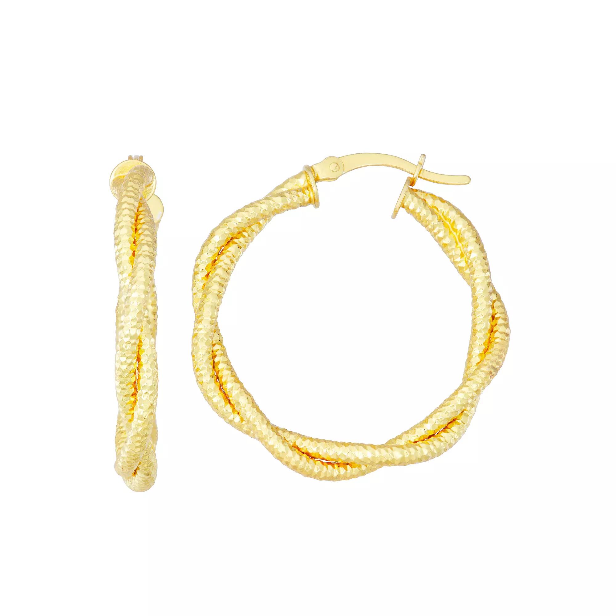 Jordan Blue 14k Gold Plated Silver Braided Hoop Earrings, Women's, Gold Tone Product Image