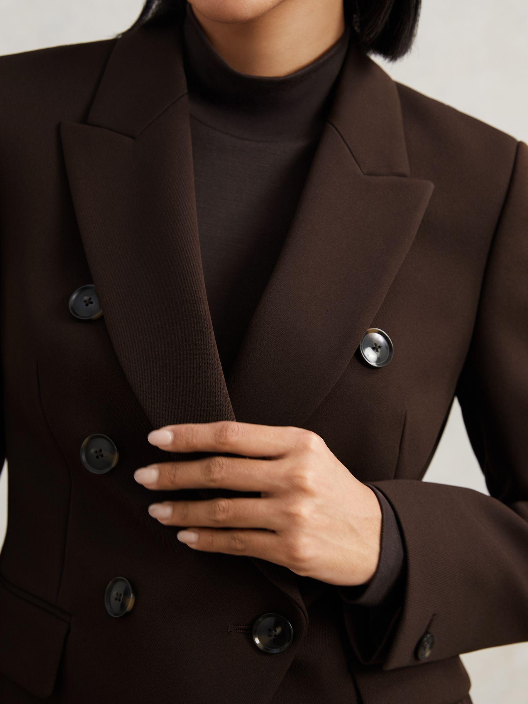 Double-Breasted Suit Blazer in Chocolate Brown Product Image
