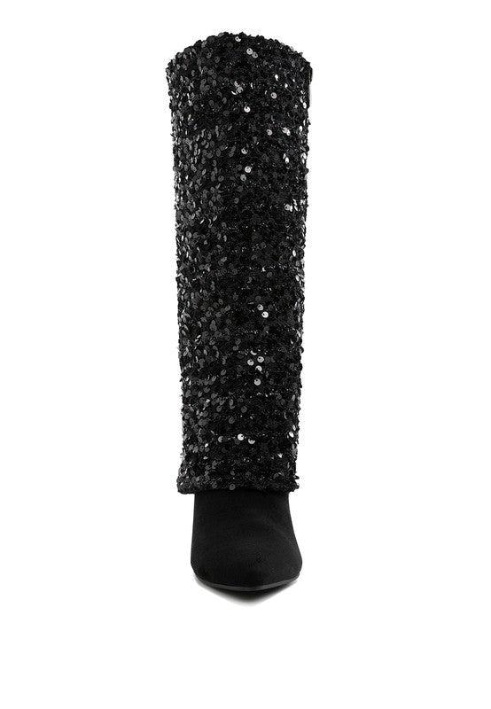 Sin City Sequinned Fold-Over Calf Boots Product Image