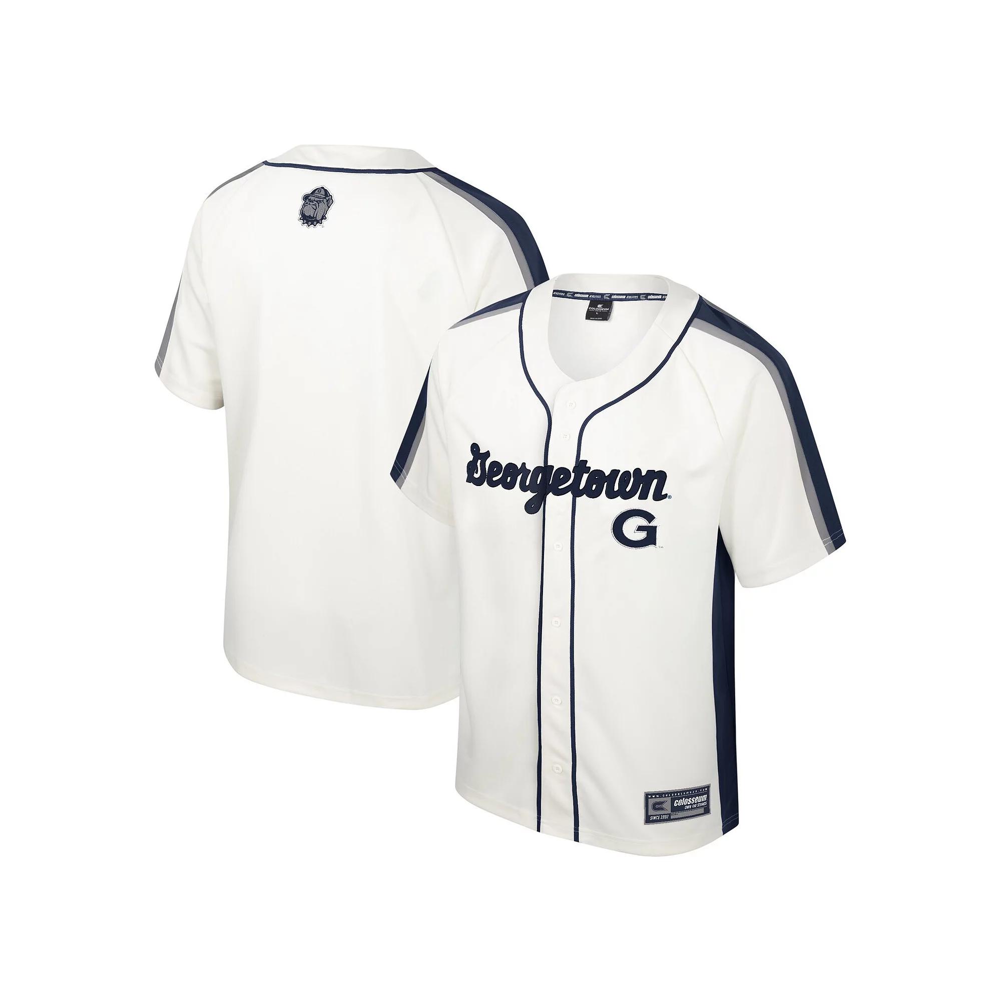 Men's Colosseum Cream Georgetown Hoyas Ruth Button-Up Baseball Jersey,  Product Image