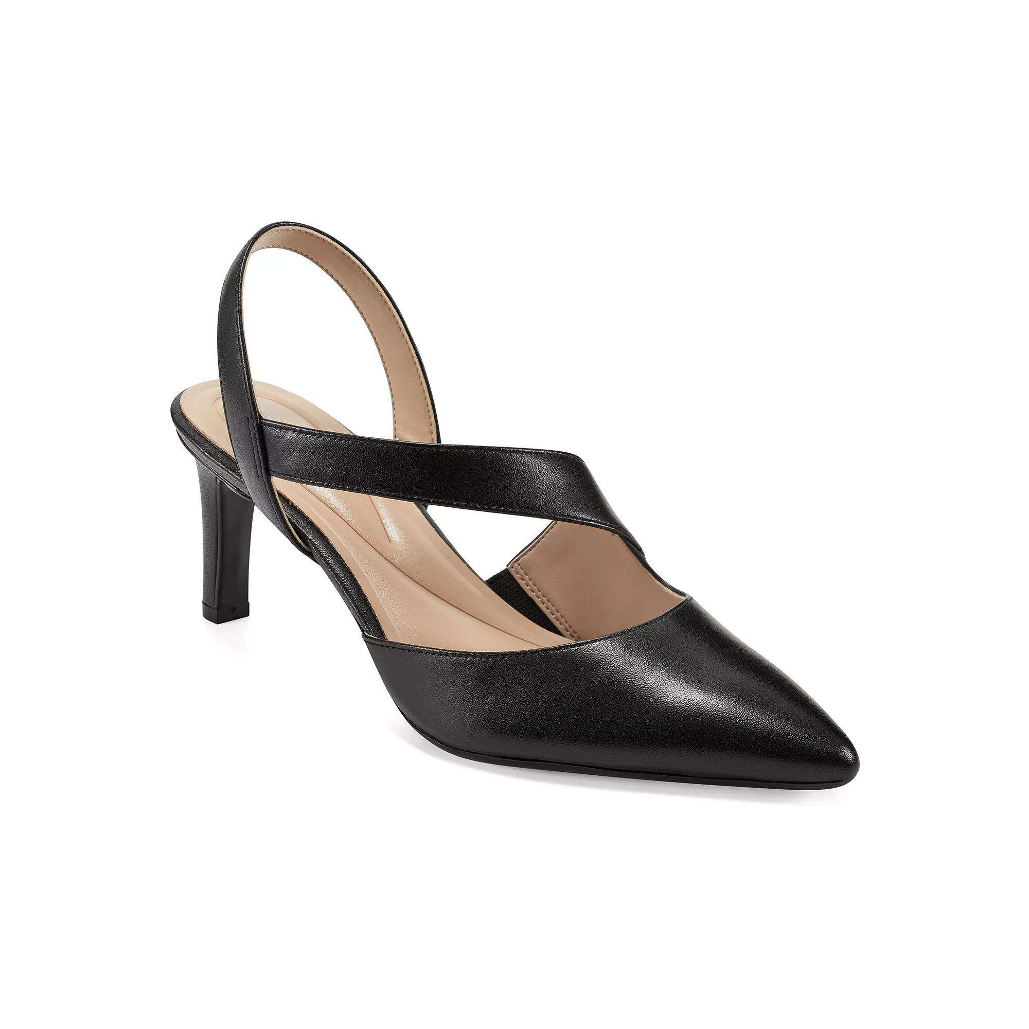 Easy Spirit Recruit Women's Leather Slingback Heels, Size: 11, Black Product Image