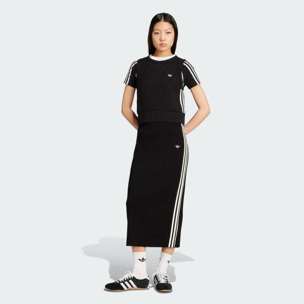 adidas Adicolor Knit 3-Stripes Skirt Black S Womens Product Image