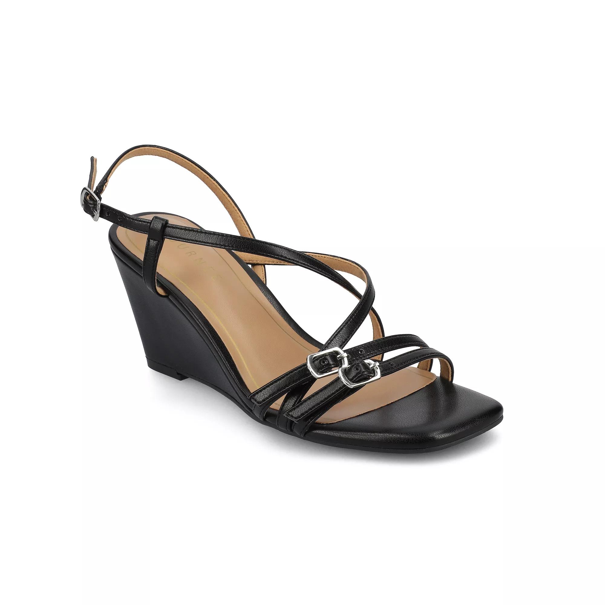 Journee Clinne Women's Multi Strap Wedge Sandals,  Product Image