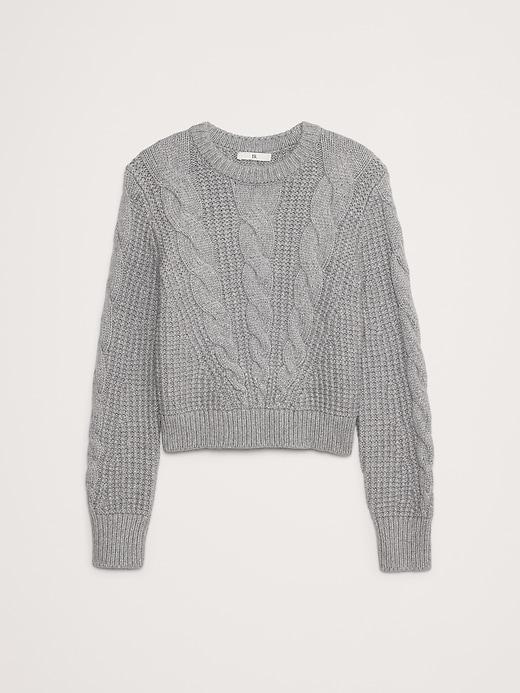 Cotton-Blend Cable-Knit Sweater Product Image