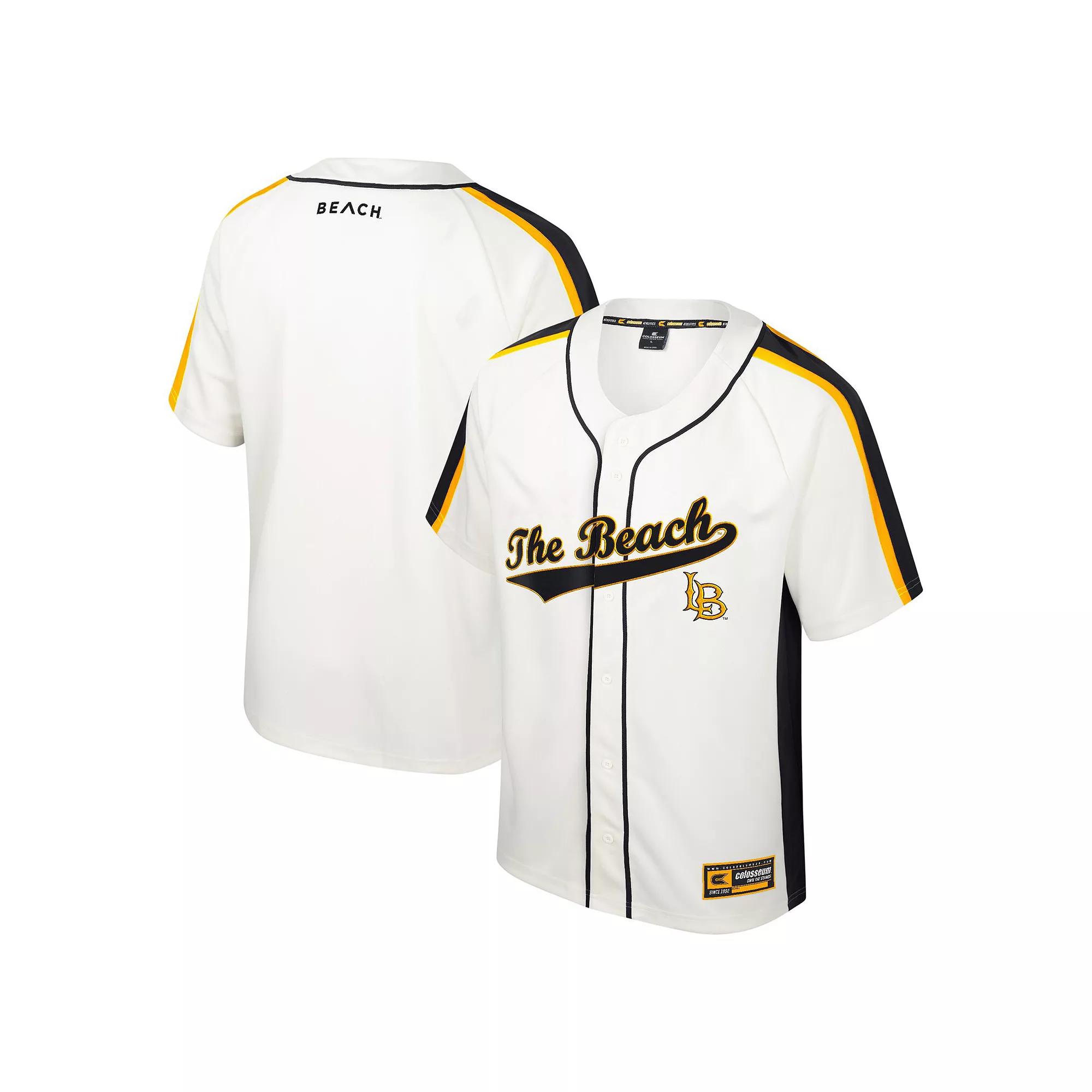 Men's Colosseum Cream Cal State Long Beach The Beach Ruth Button-Up Baseball Jersey,  Product Image