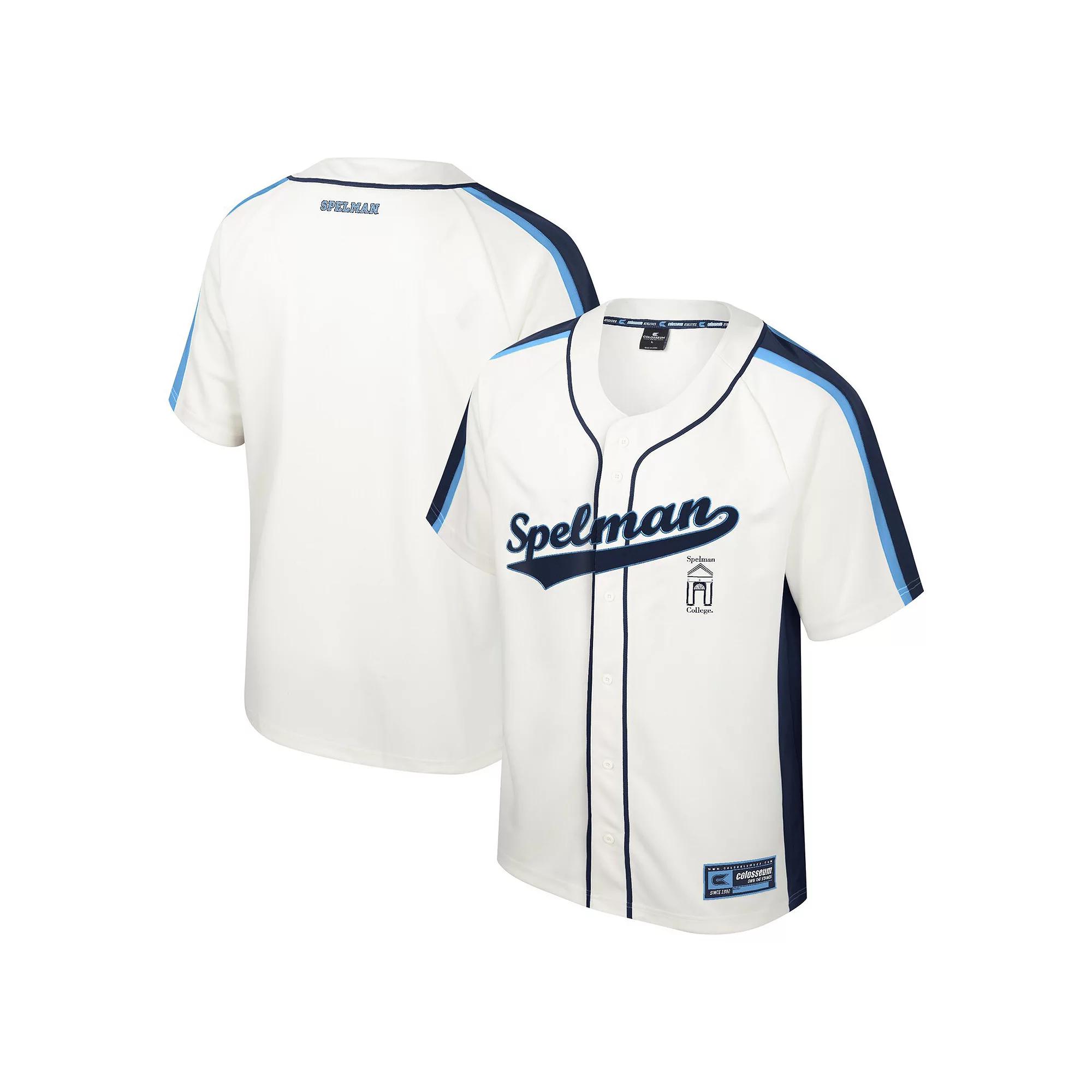 Mens Colosseum Cream Spelman College Jaguars Ruth Button-Up Baseball Jersey Product Image