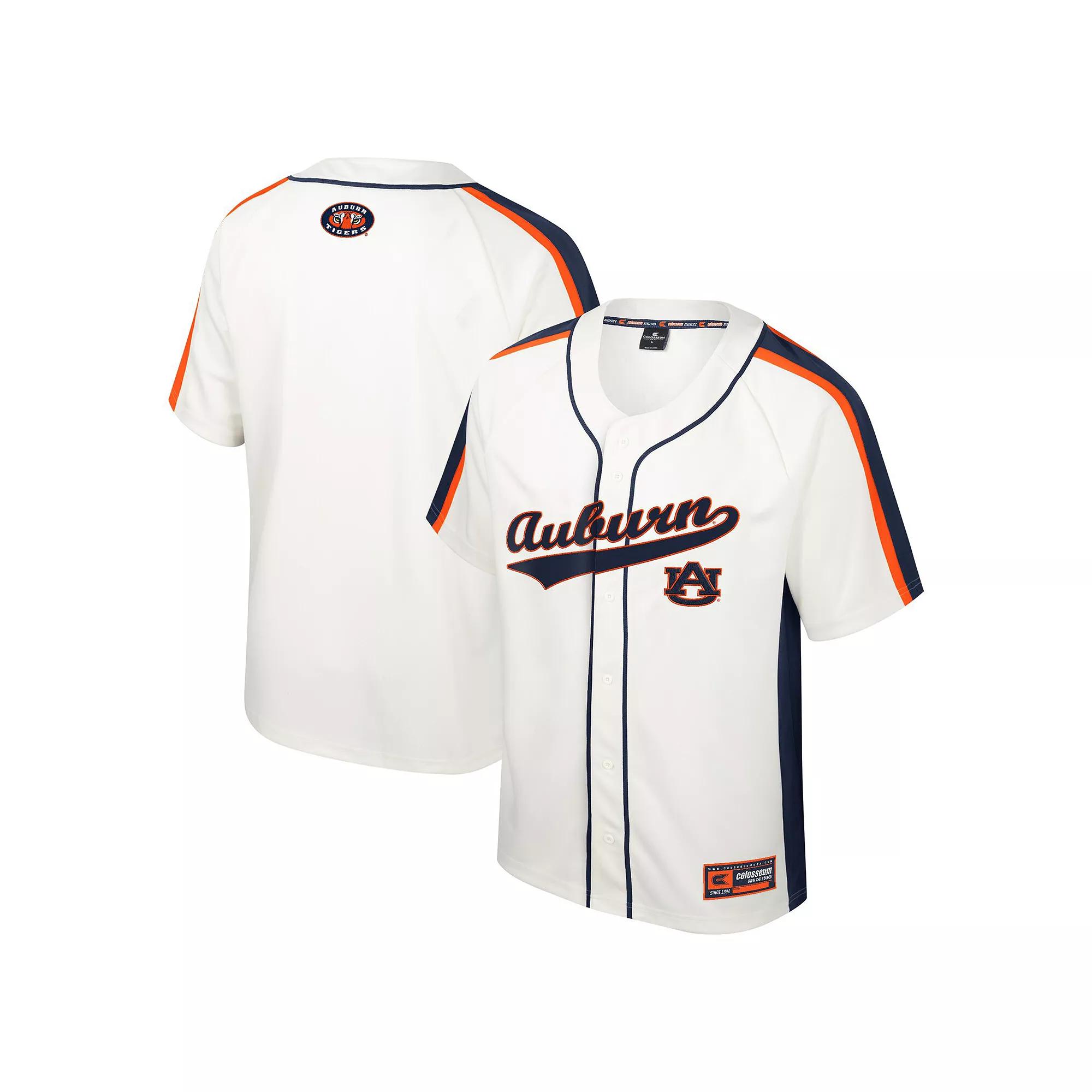 Men's Colosseum Cream Auburn Tigers Ruth Button-Up Baseball Jersey, Size: XL, Beige Product Image