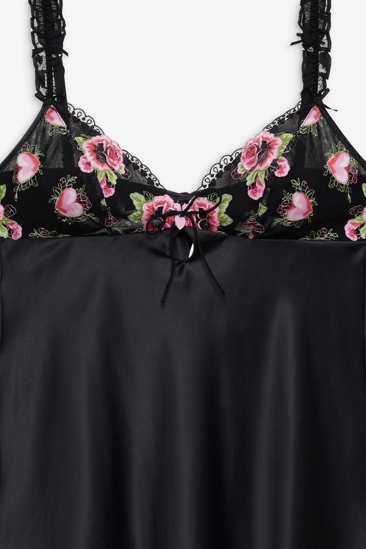 Love Garden Slip Dress — Black Product Image