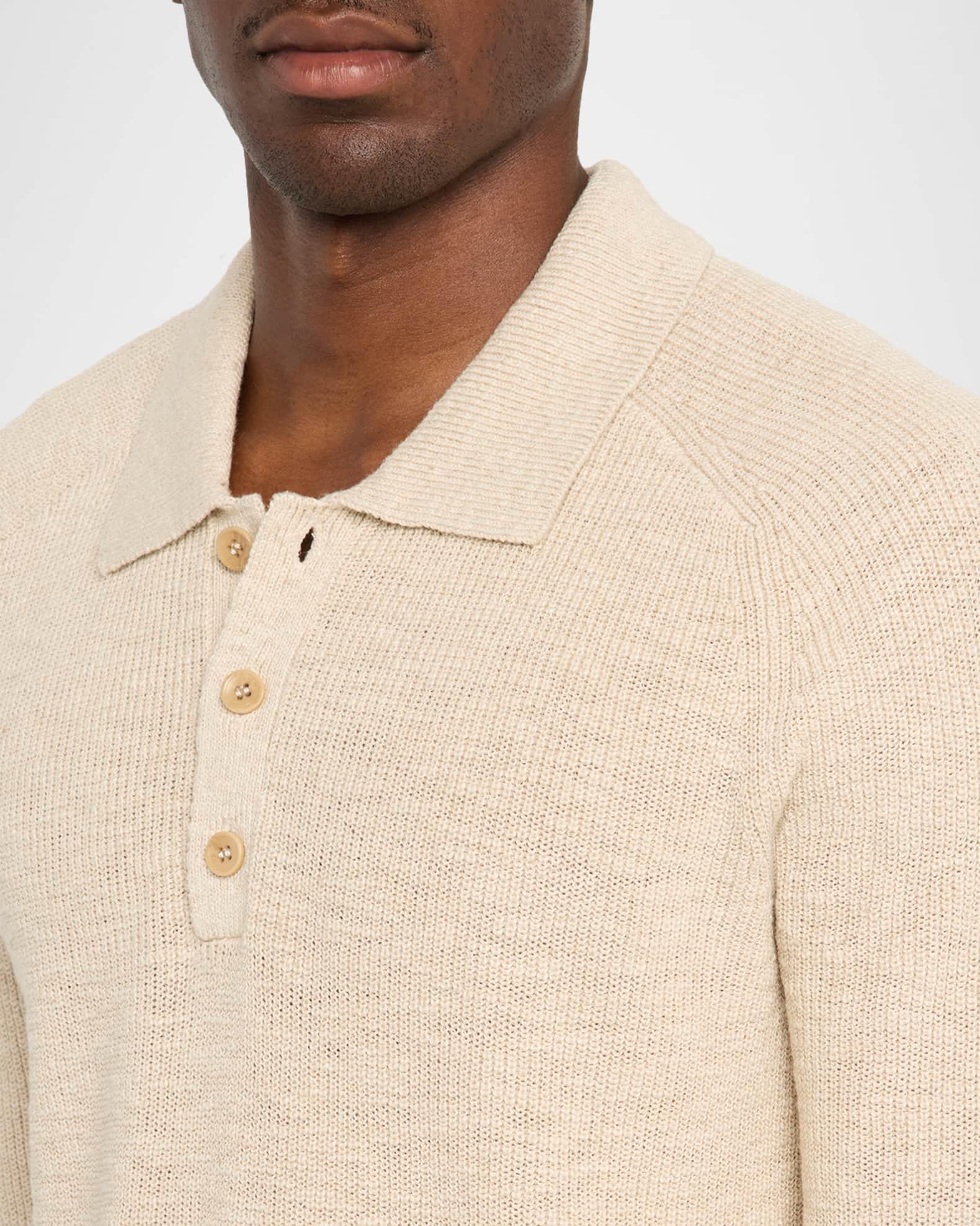 Men's Tellers Cotton and Linen Ribbed Polo Sweater Product Image