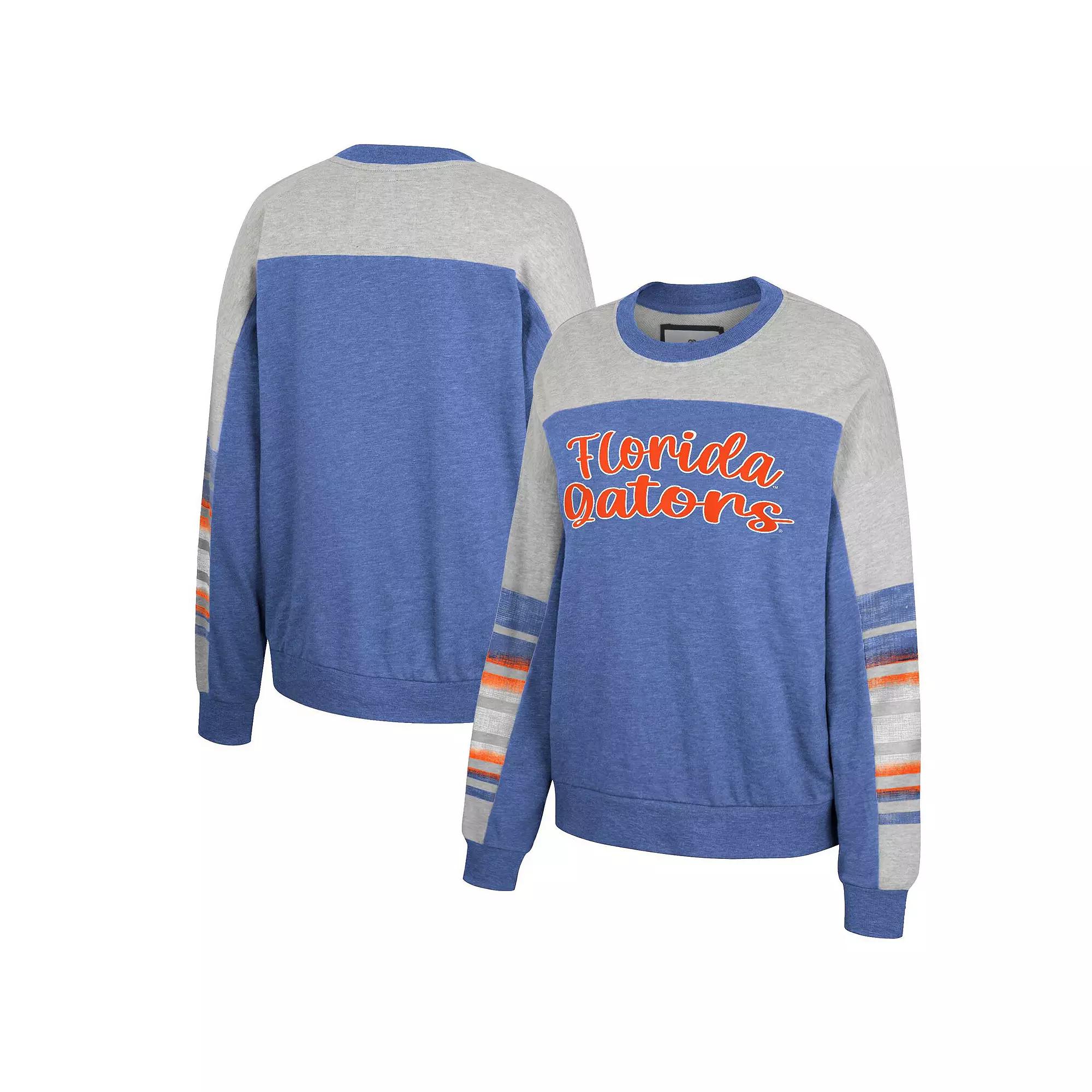Women's Colosseum Royal/Heather Gray Florida Gators Baby Talk Pullover Sweatshirt, Size: Medium, Blue Product Image
