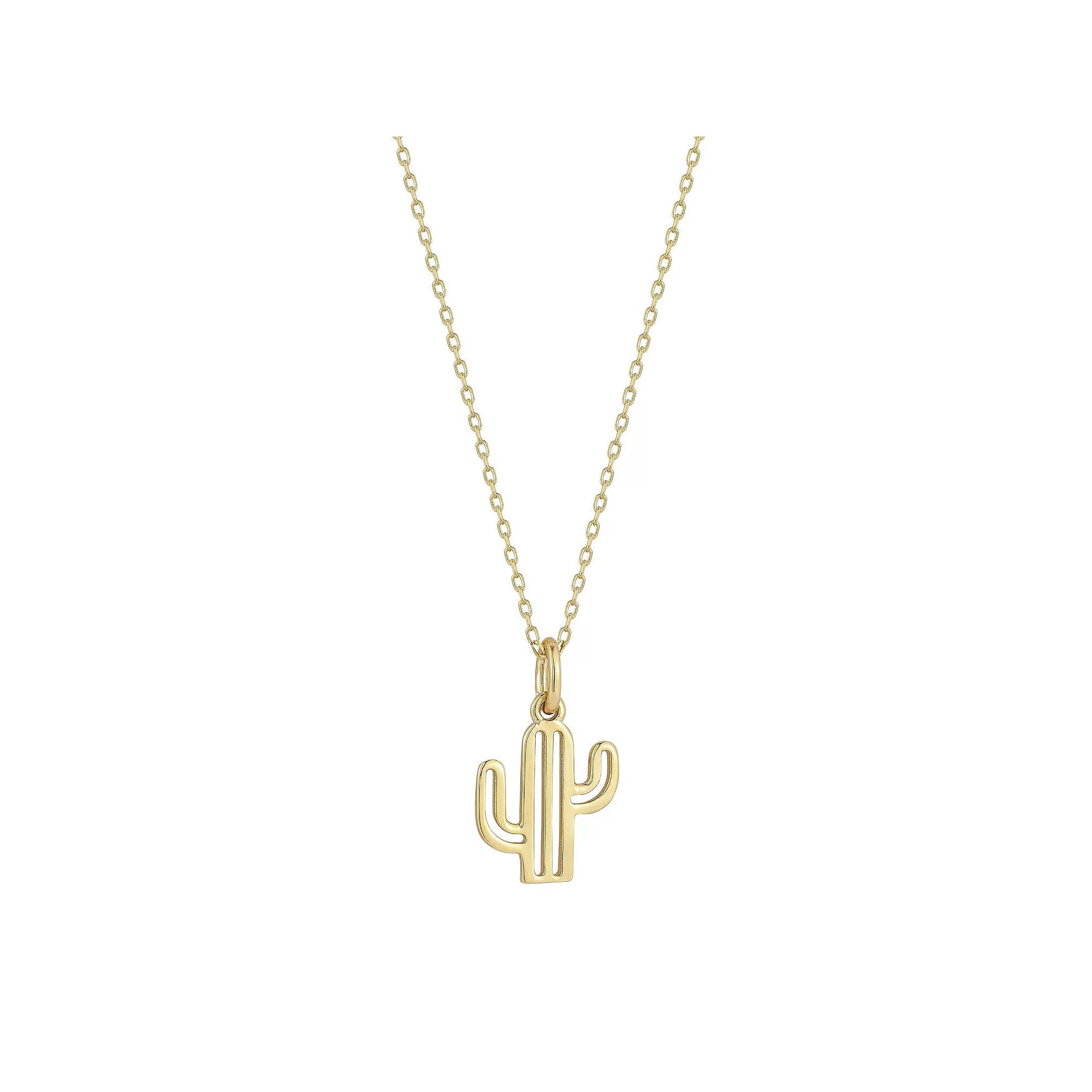 LUMINOR GOLD 14k Gold Cactus Pendant Necklace, Women's, Size: 18" Product Image