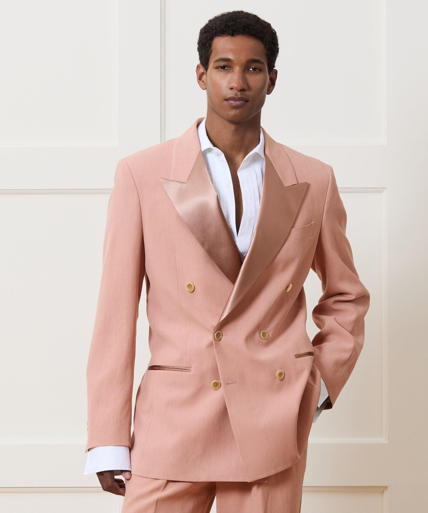 Relaxed Italian Sueded Linen Tuxedo Trouser Product Image