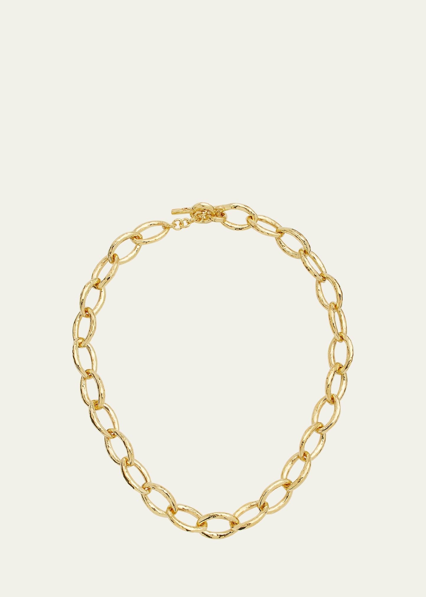 Short Hammered Bastille Mini Link Necklace in 18K Gold Product Image