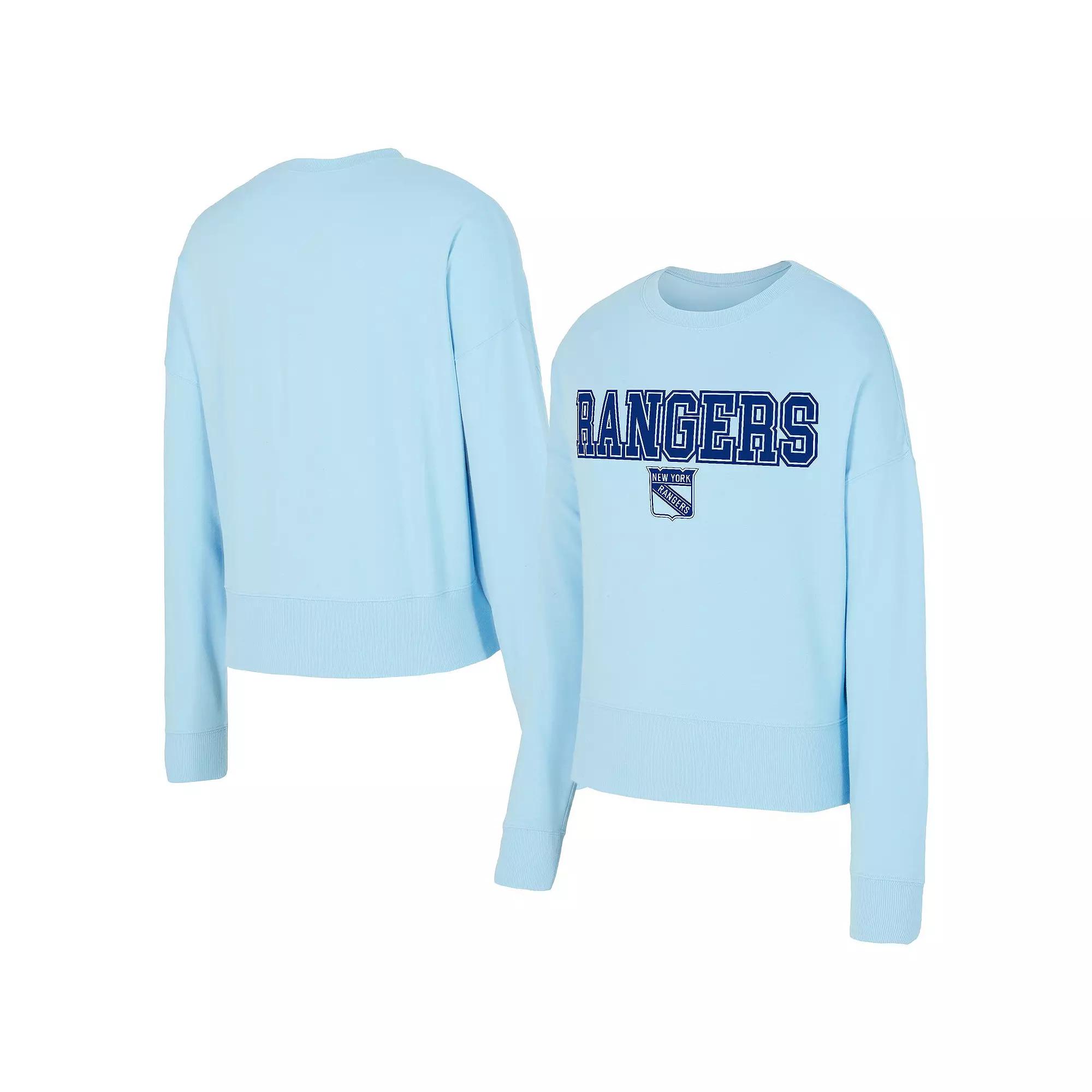 Women's Concepts Sport Light Blue New York Rangers Tonal Pullover Sweatshirt,  Product Image